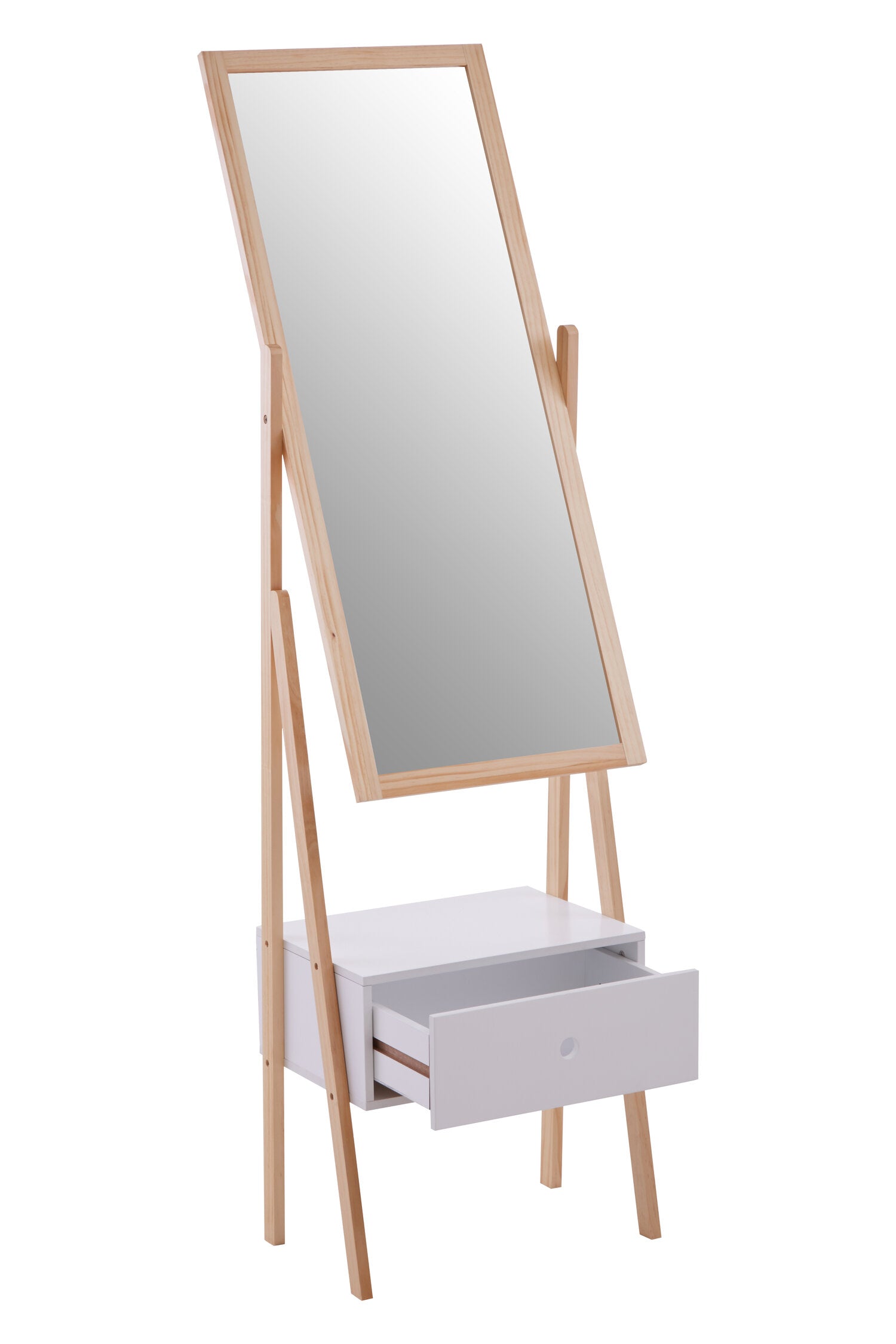 Rostok Single Drawer Floor Mirror