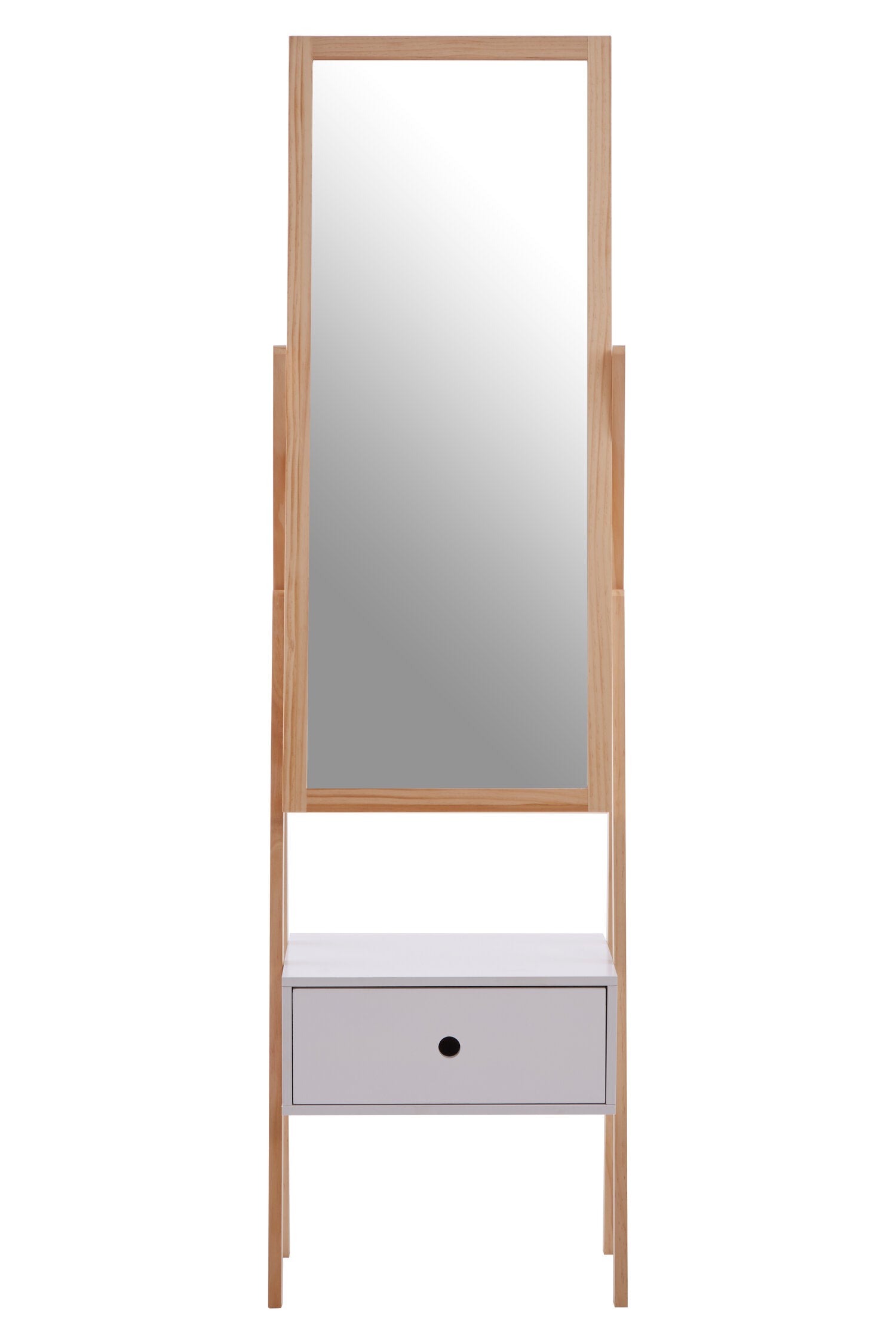 Rostok Single Drawer Floor Mirror