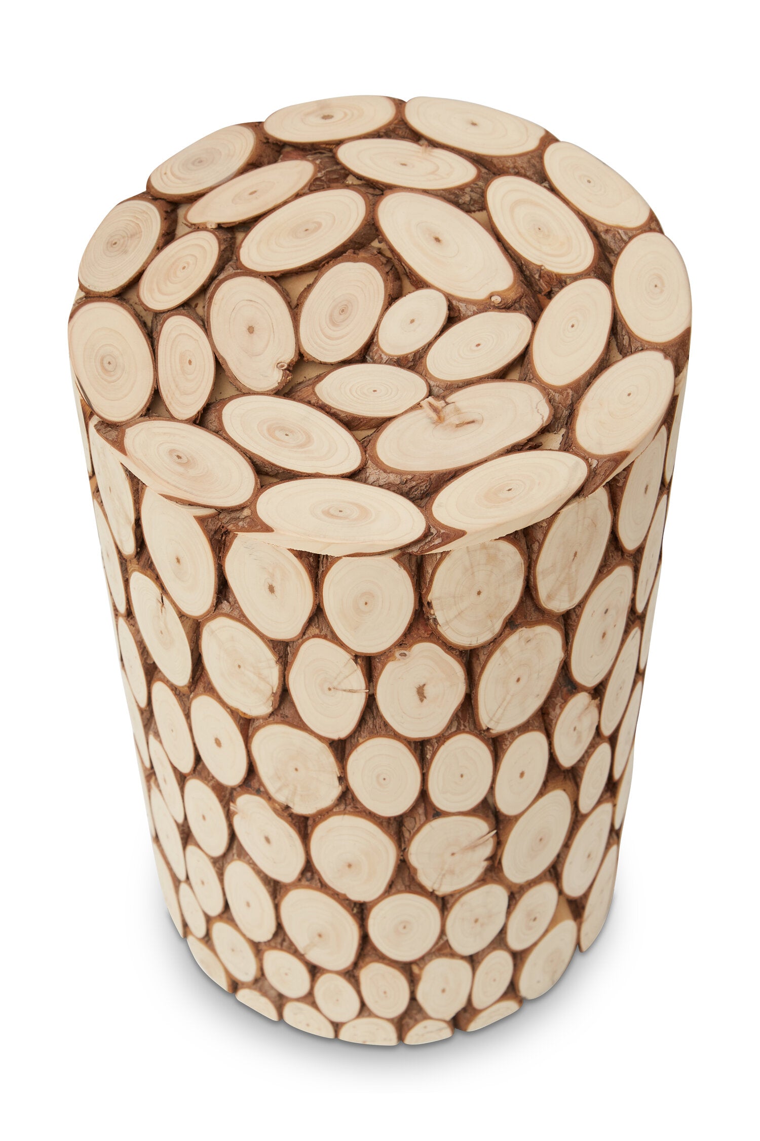 Lacuna Fir Wood Mosaic Disc Side Table and Stool