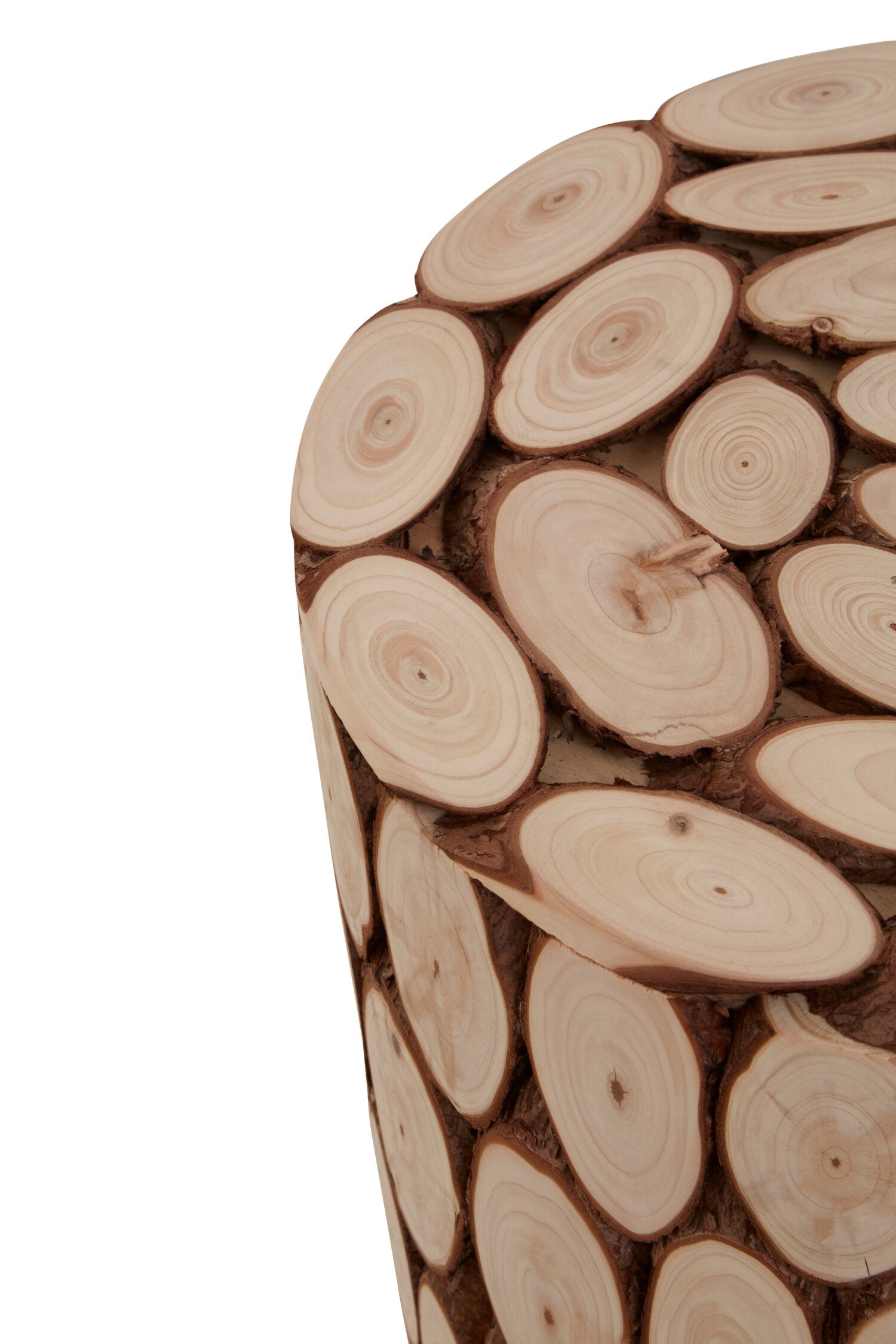 Lacuna Fir Wood Mosaic Disc Side Table and Stool