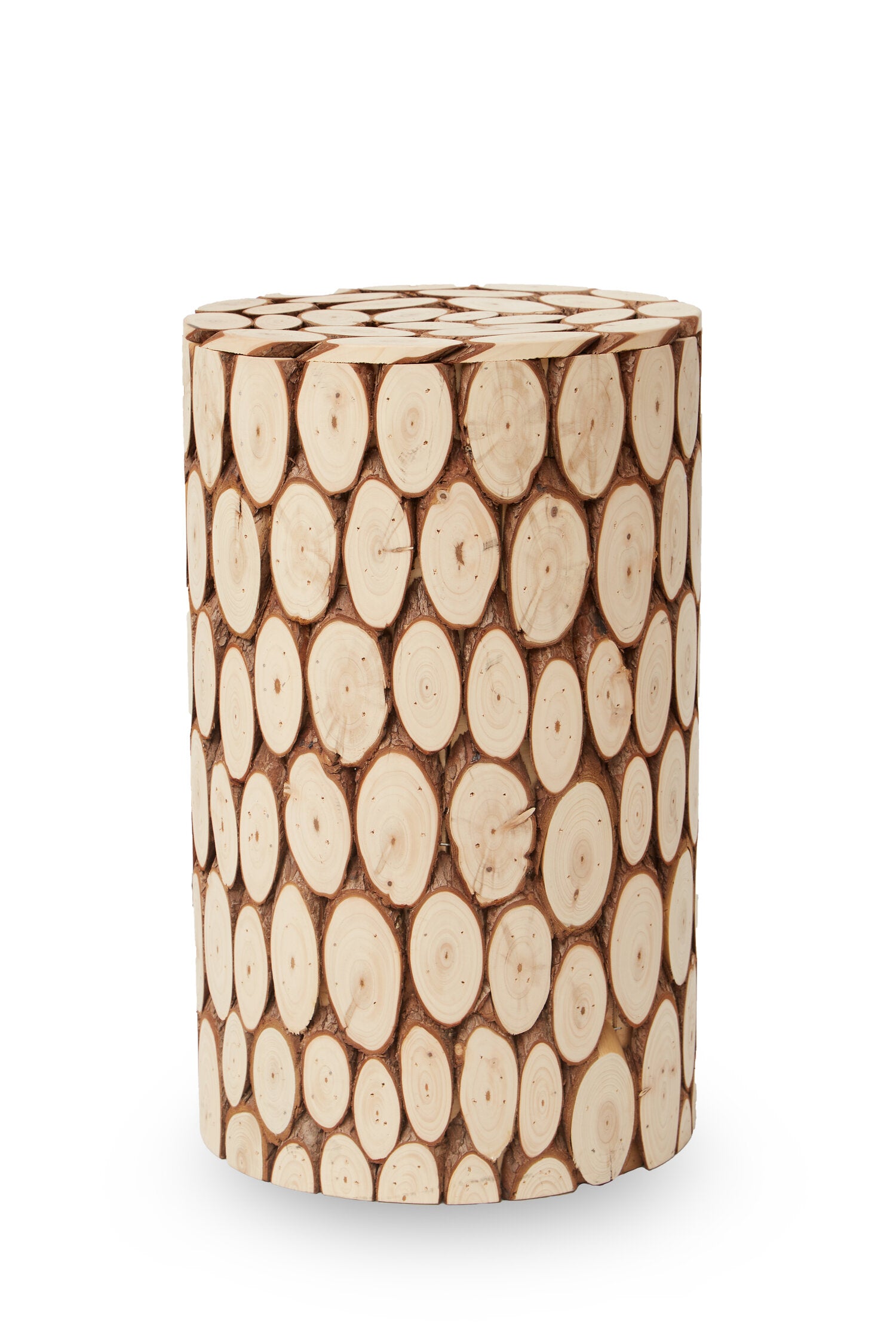 Lacuna Fir Wood Mosaic Disc Side Table and Stool