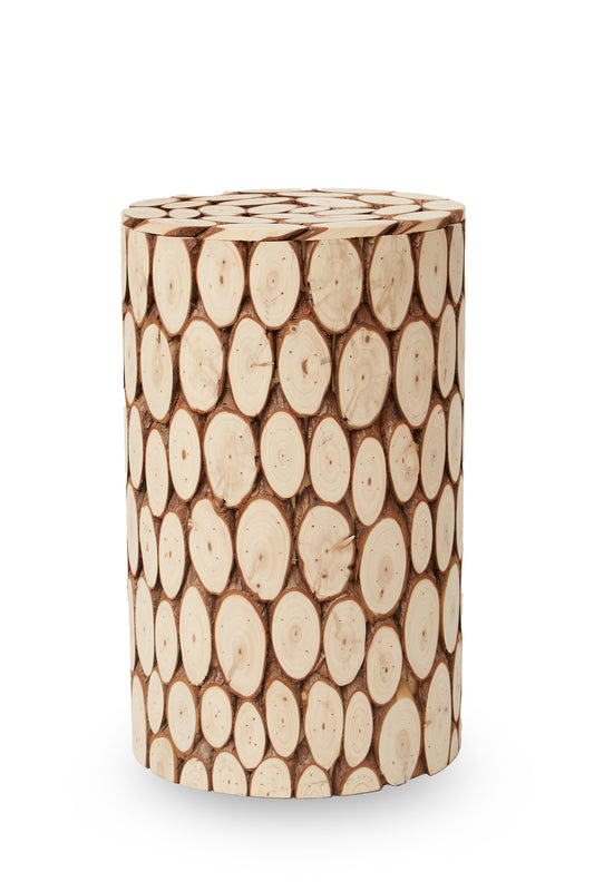 Lacuna Fir Wood Mosaic Disc Side Table and Stool