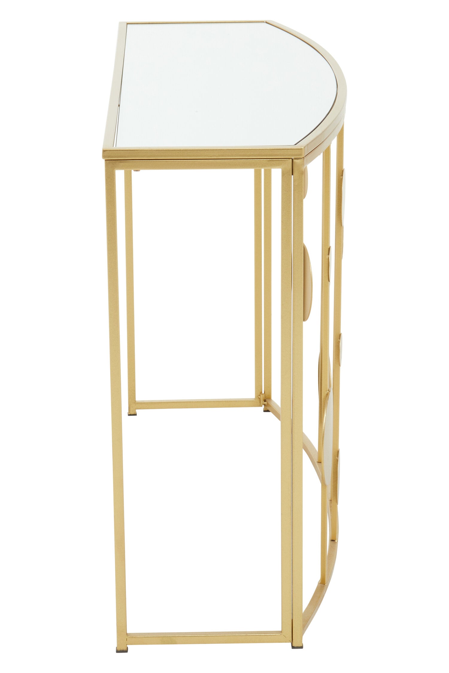 Farran Champagne Gold Finish Console Table With Mirror Top