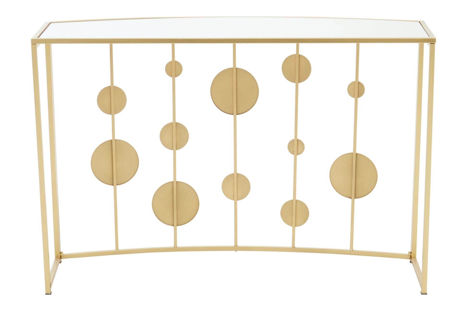 Farran Champagne Gold Finish Console Table With Mirror Top