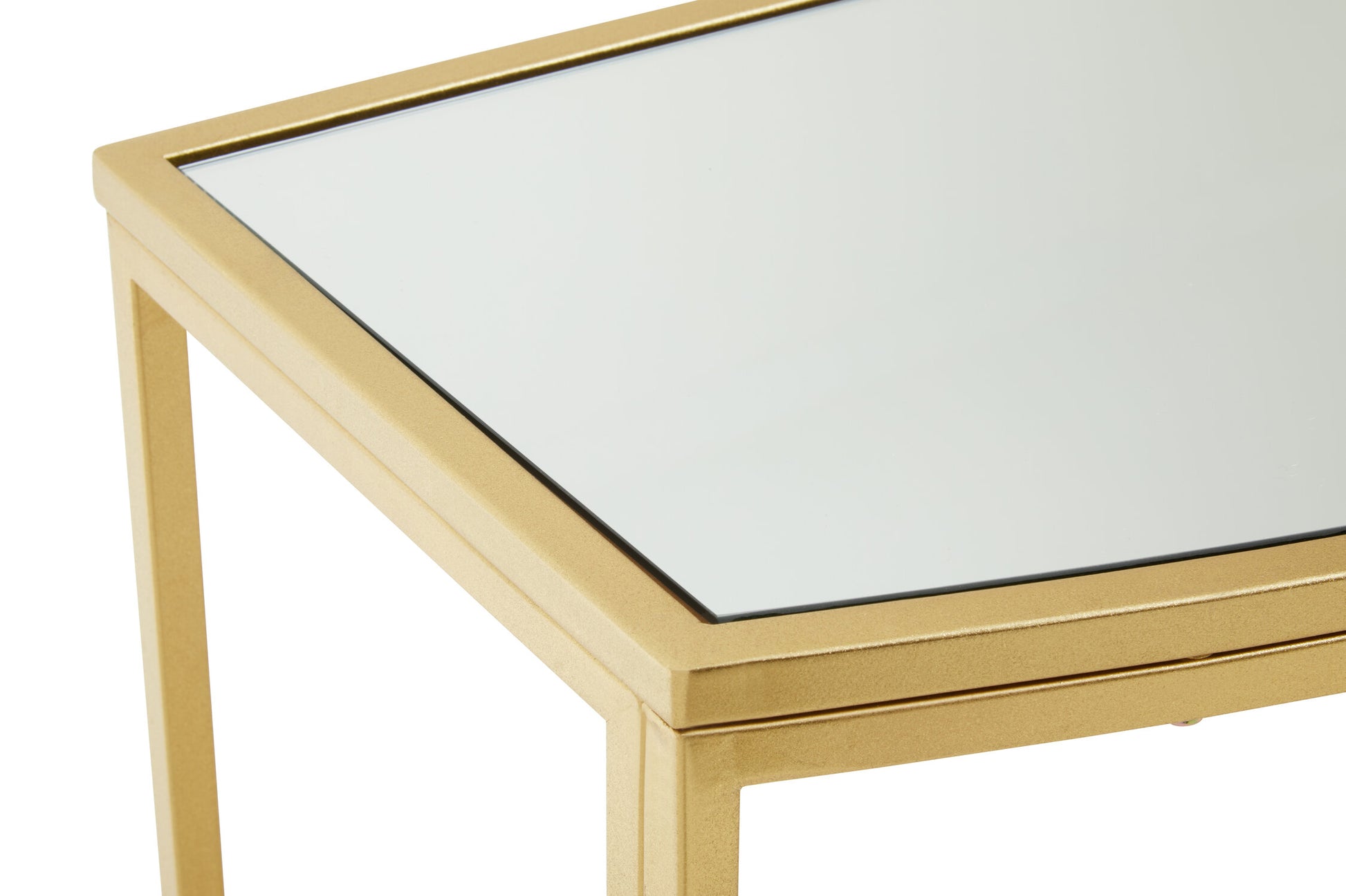 Farran Champagne Gold Finish Console Table With Mirror Top