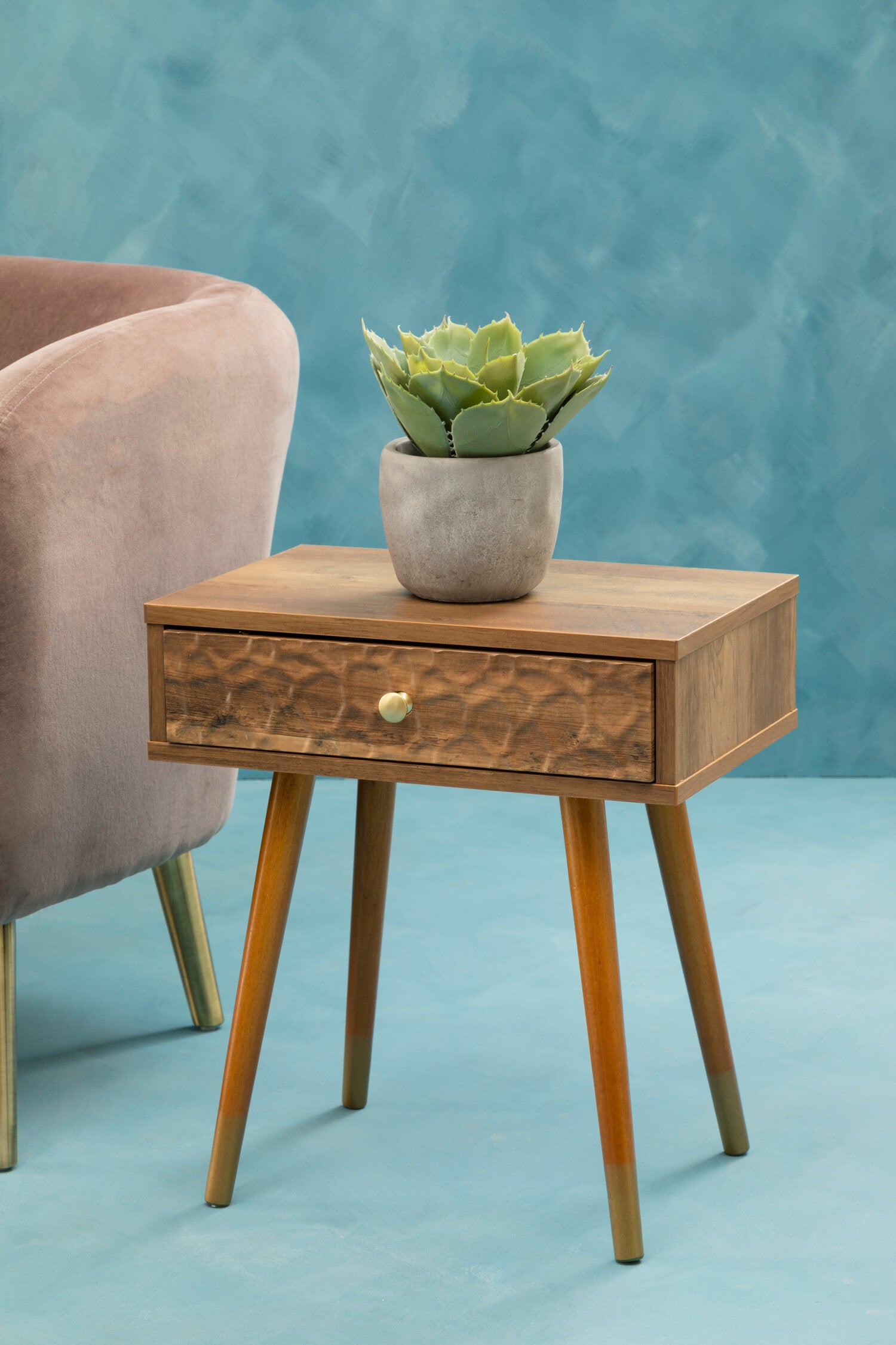 Frida Wood Veneer Bedside Table with 1 Drawer