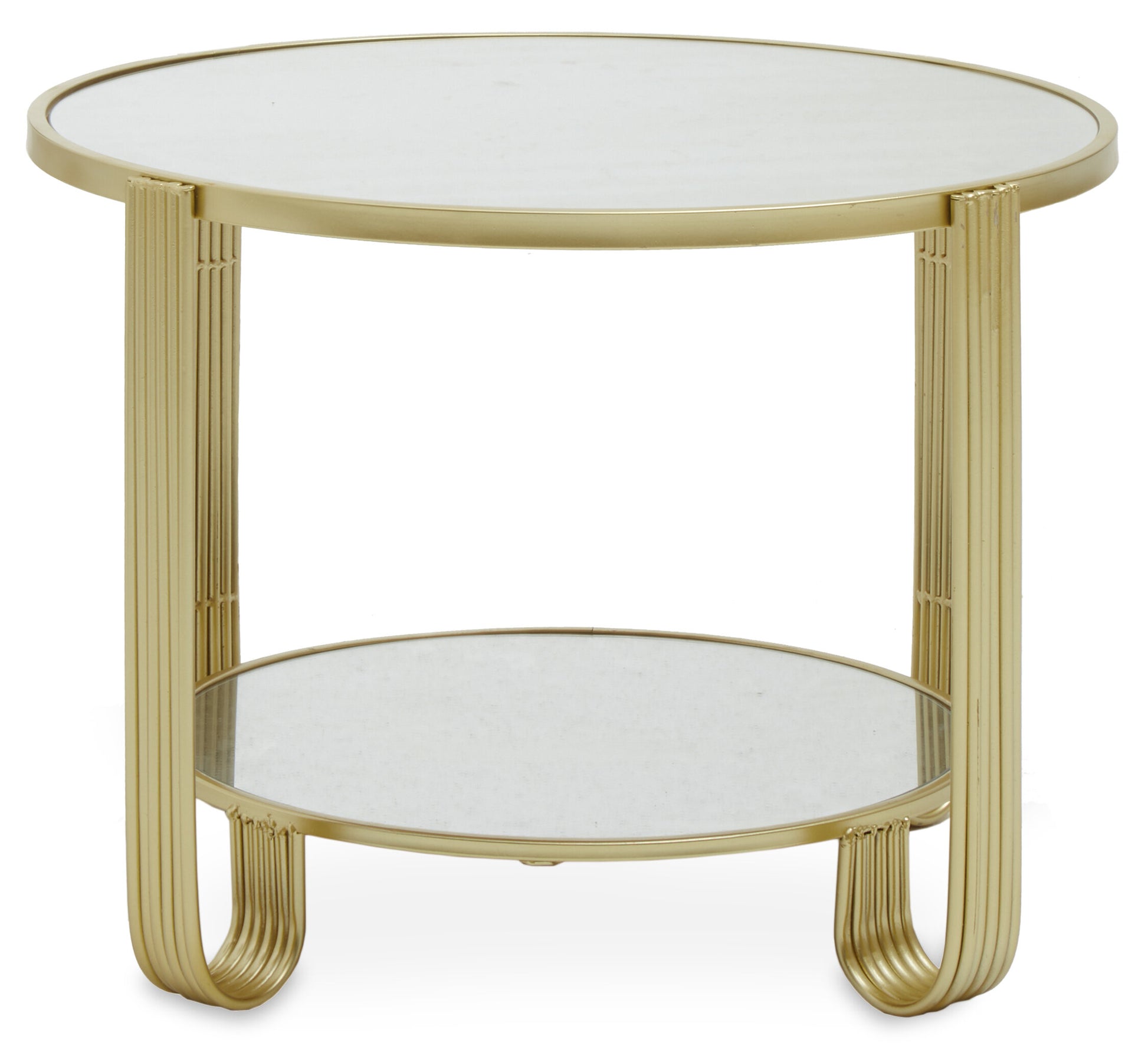 Jolie Round Mirrored Top Gold Frame Table