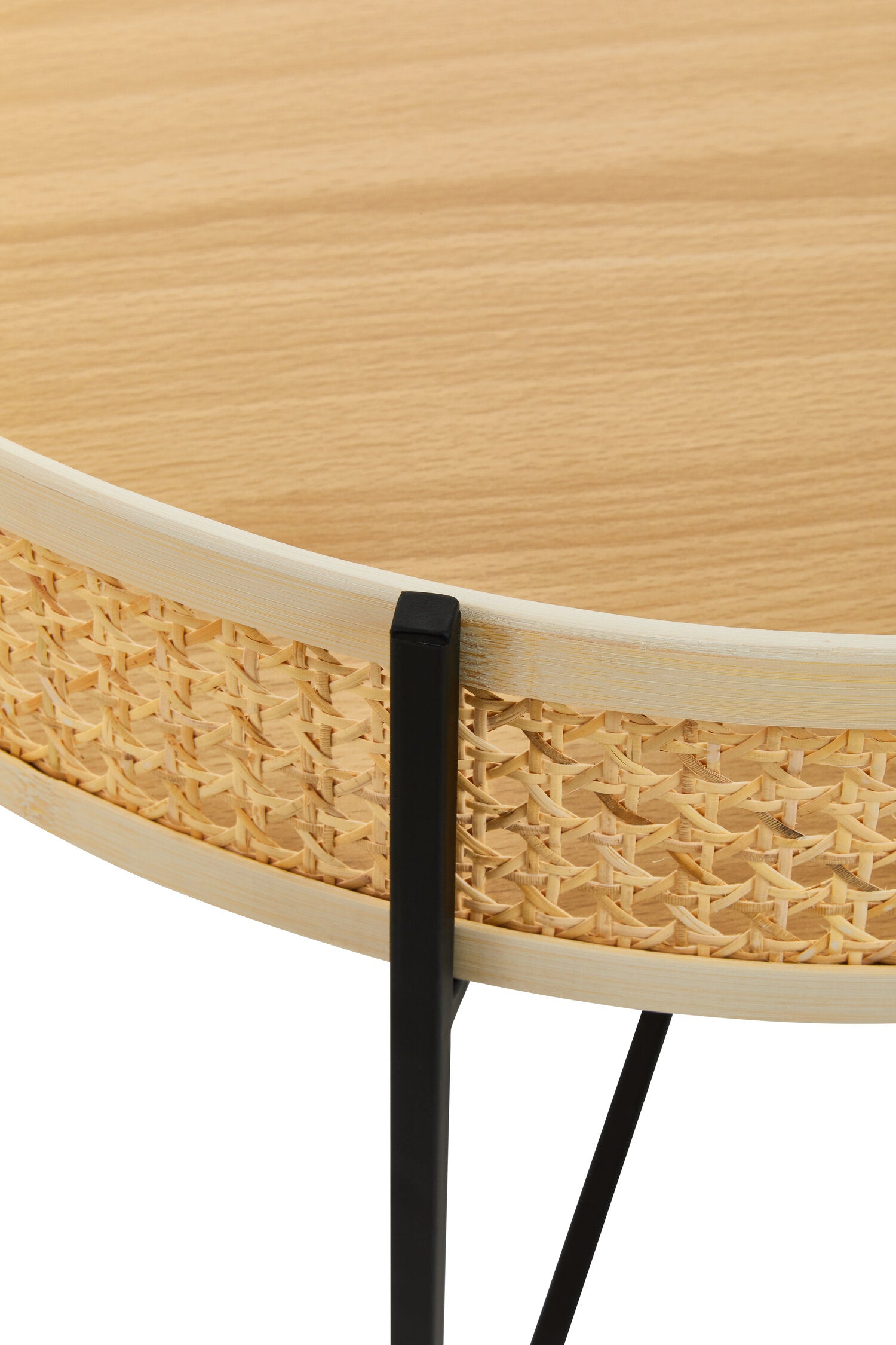 Depok Rattan Coffee Table With Cross Metal Base