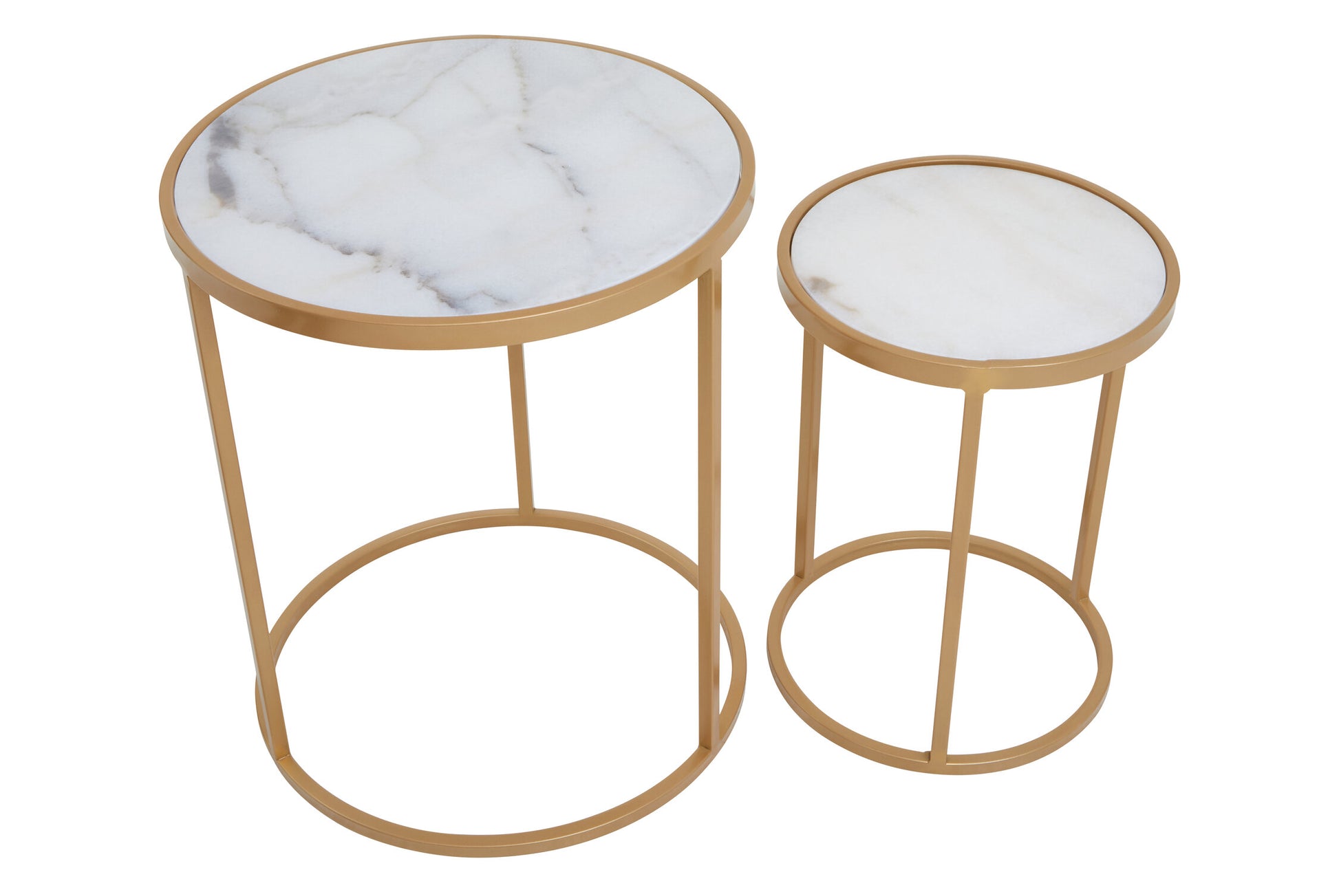 Colva White Marble and Gold Set Of Two Nesting Tables