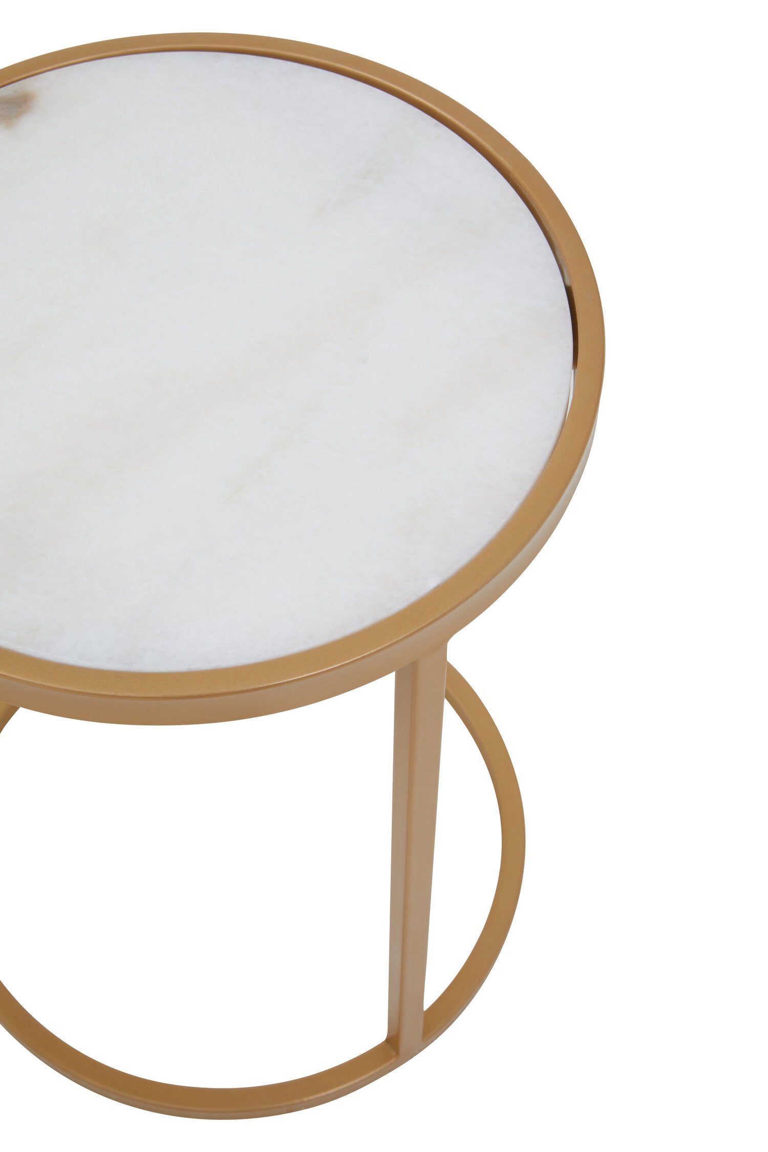 Colva White Marble and Gold Set Of Two Nesting Tables