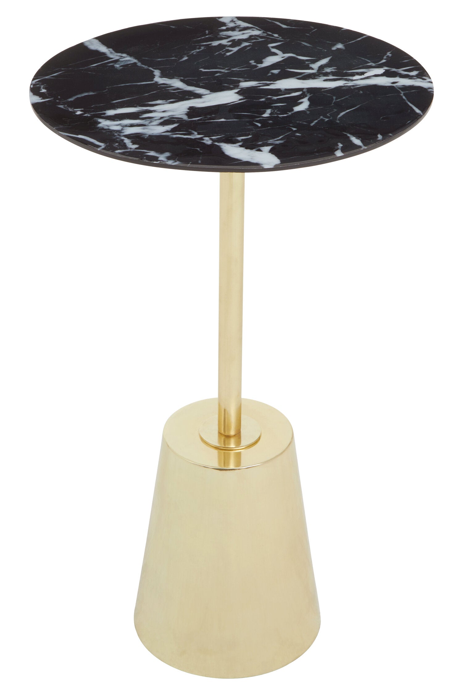 Avola Black Marble Effect Top Gold Base Side Table