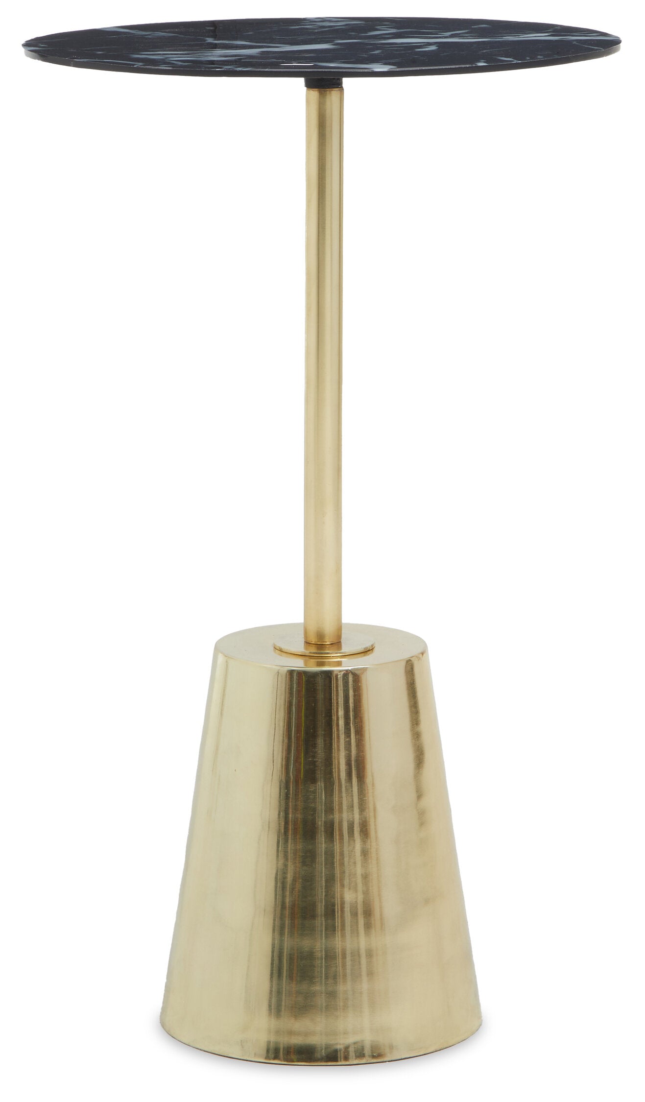 Avola Black Marble Effect Top Gold Base Side Table