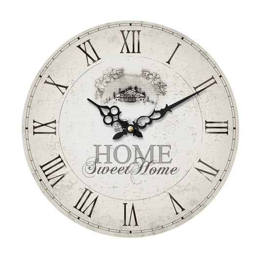 34cm Dia Round Wall Clock | Home Sweet Home