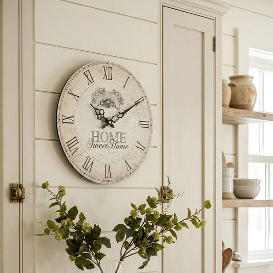 34cm Dia Round Wall Clock | Home Sweet Home