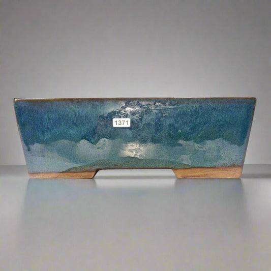 22cm Glazed Bonsai Pot | Rectangle | 22cm x 17cm x 7cm | Blue | Luxury Home Accessories | Heulog Glow