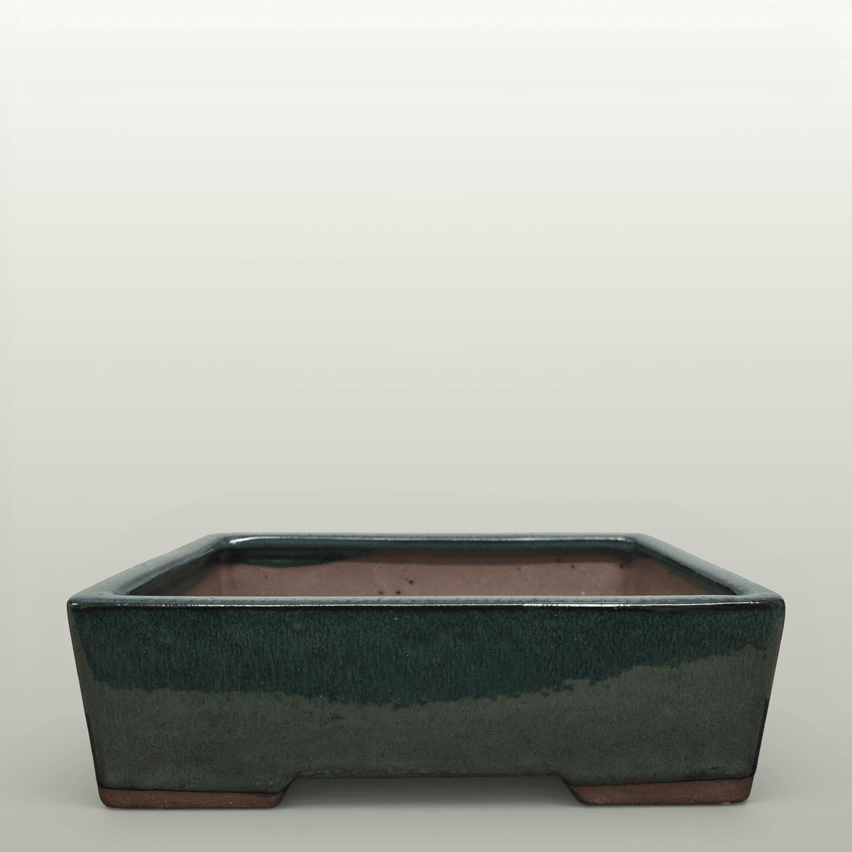 22cm Glazed Bonsai Pot | Rectangle | 22cm x 17cm x 7cm | Dark Green | Luxury Home Accessories | Heulog Glow