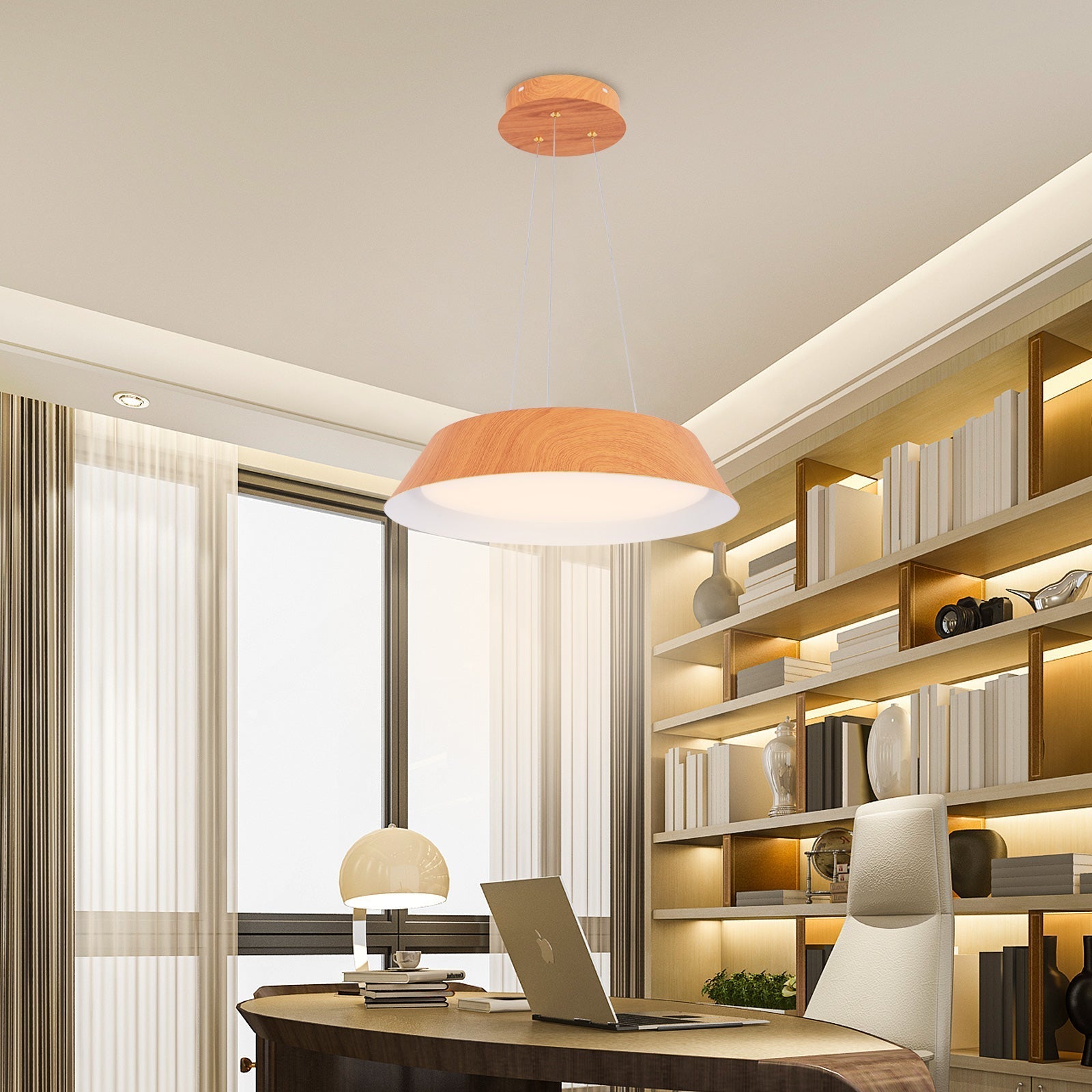 22W Modern Ceiling Light with Wood Grain and Metal Frame-Natural | Luxury Home Accessories | Heulog Glow