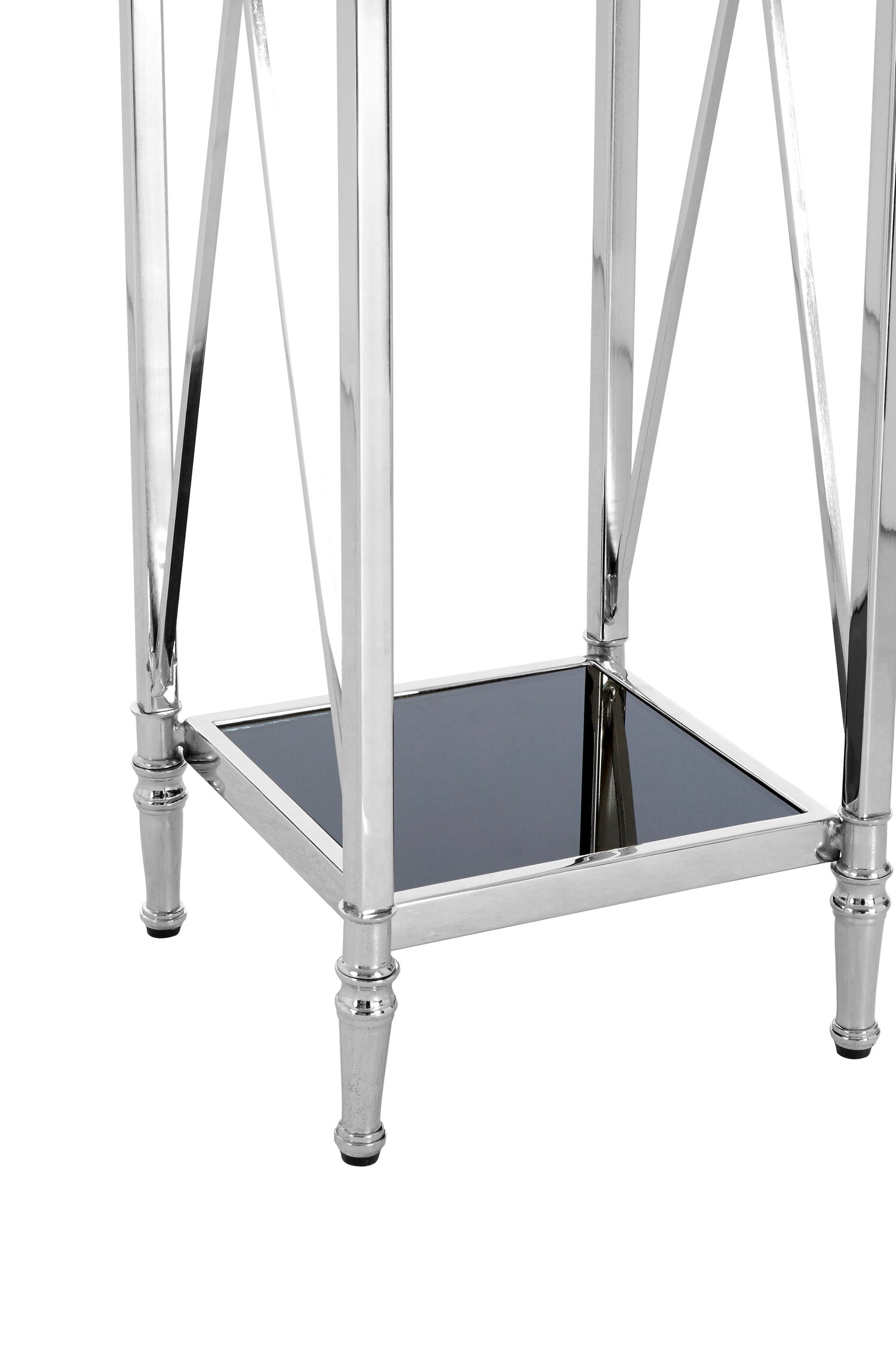 Hoffmann Black Mirrored Glass and Nickel Finish Plant Stand