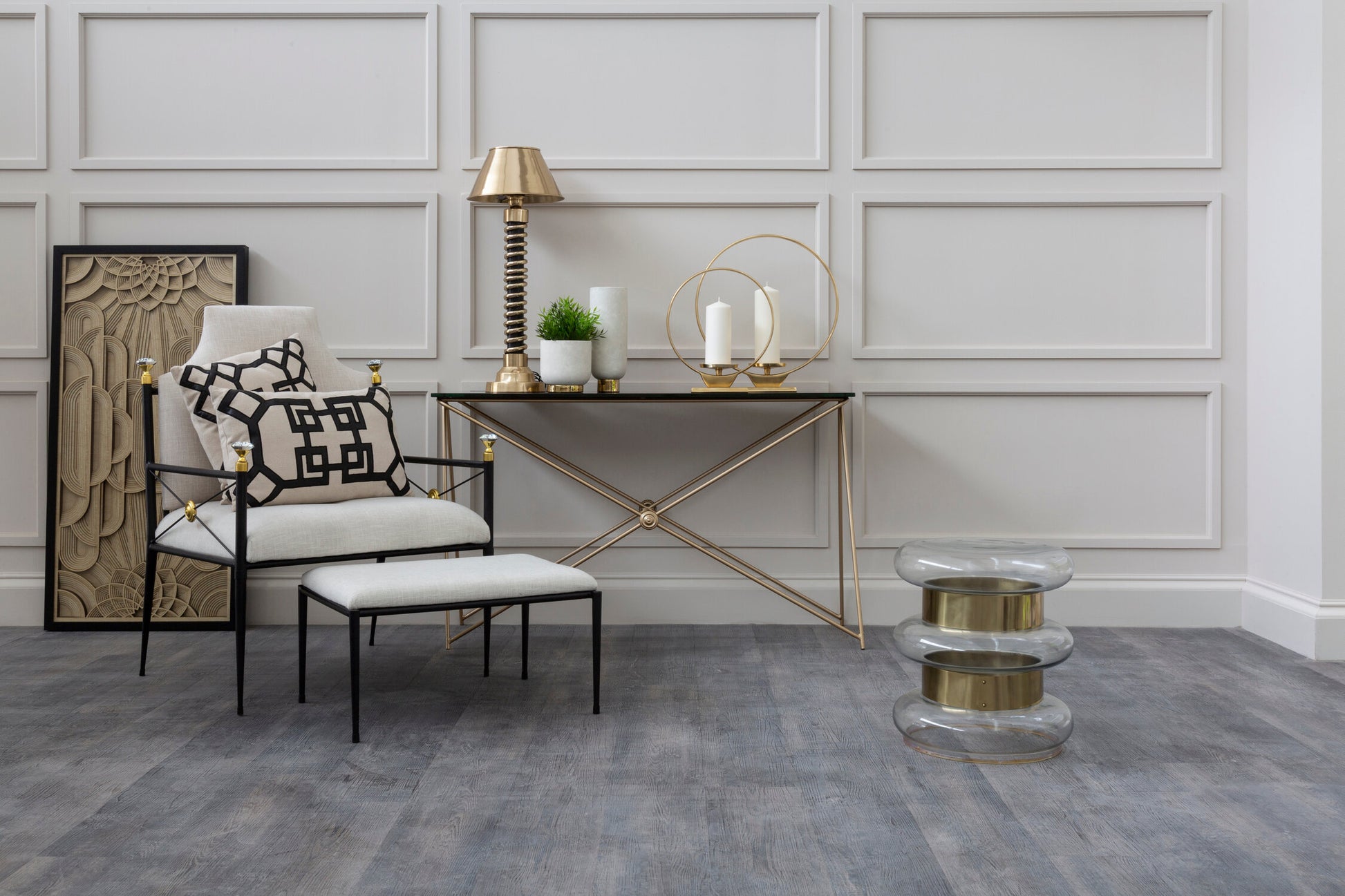 Margot Clear Glass and Gold Side Table