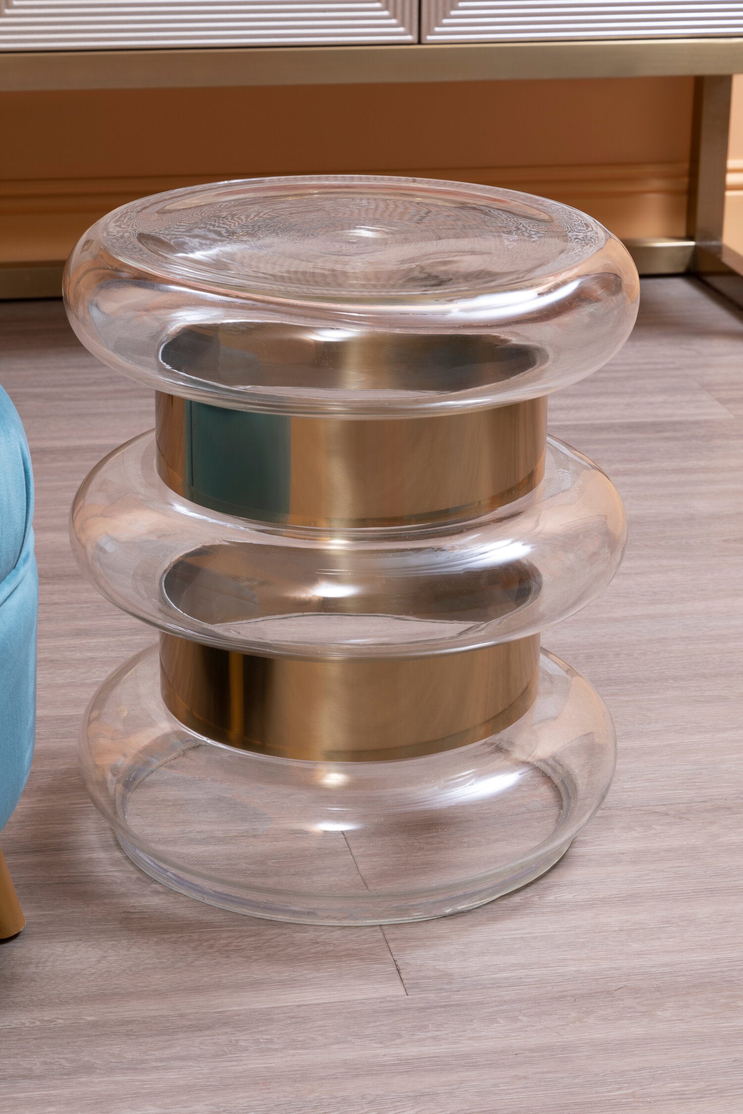 Margot Clear Glass and Gold Side Table