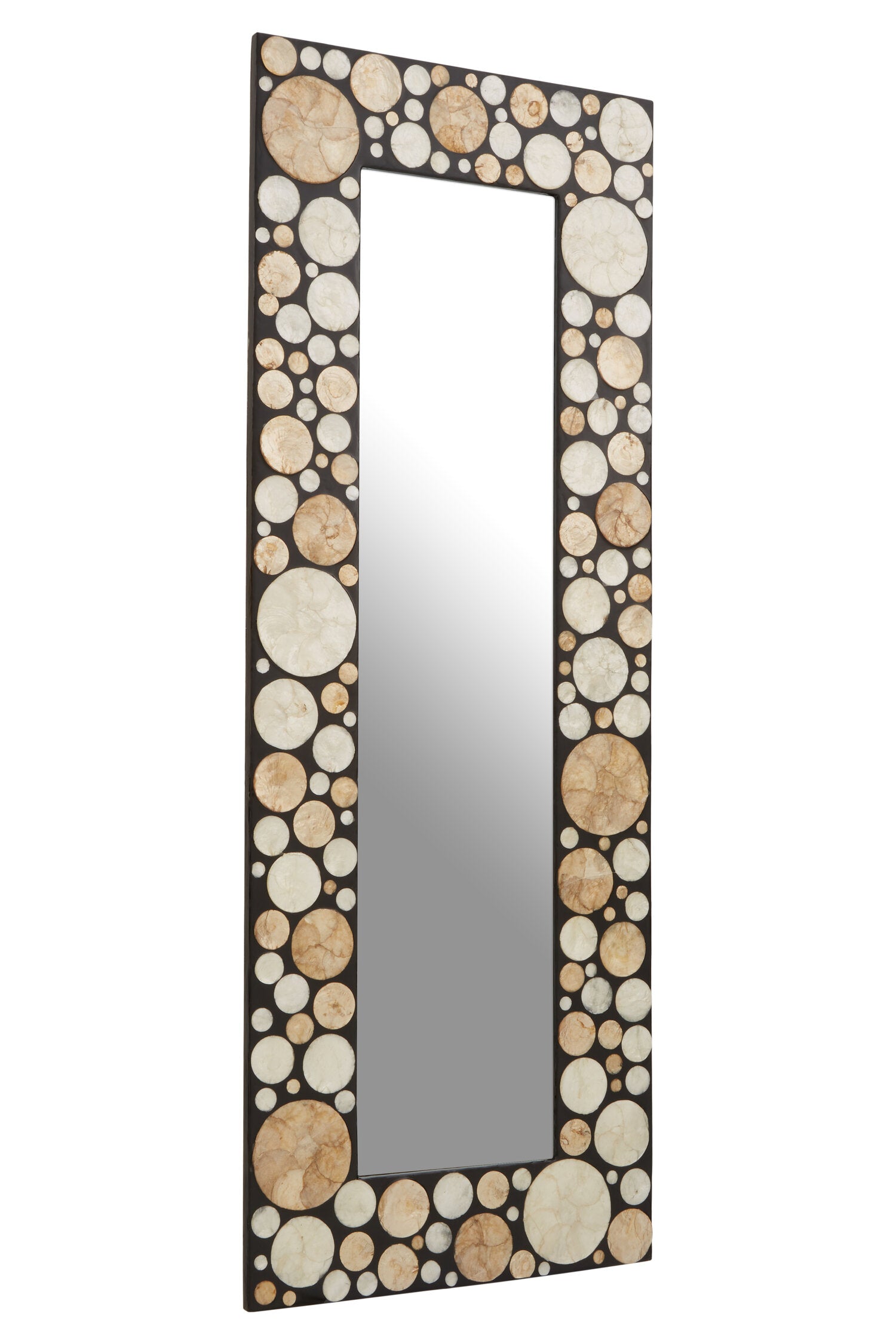 Palu Rectangular Black Wall Mirror with Shell Inlay