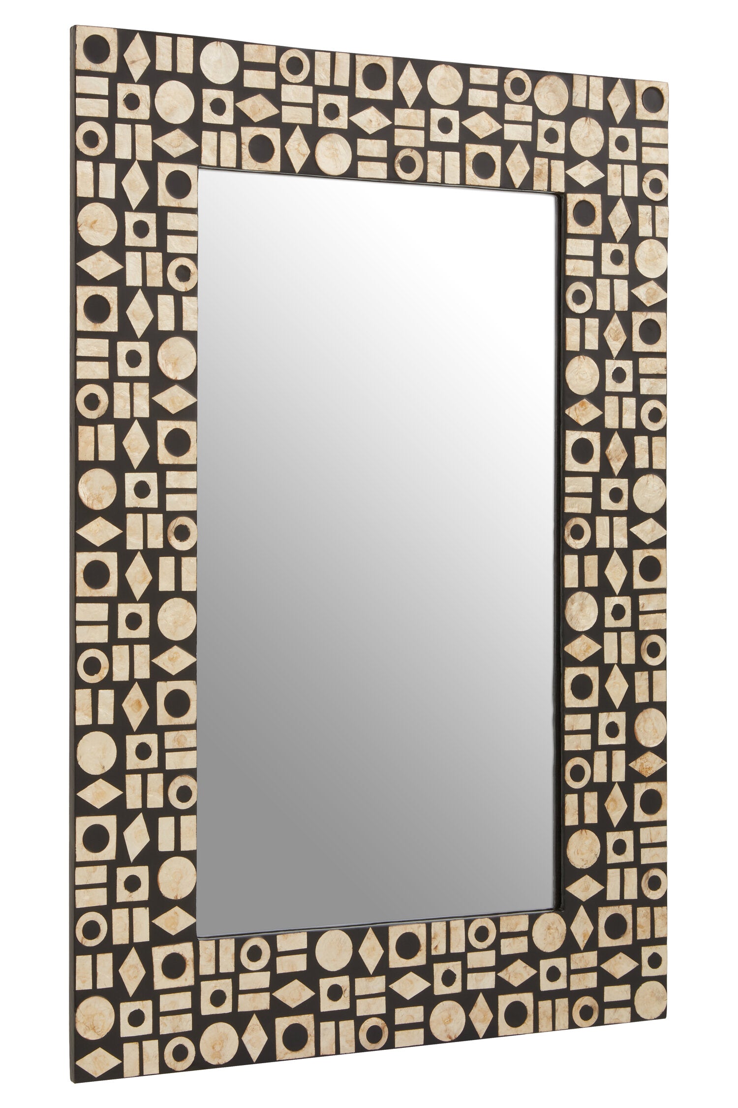 Palu Black Wall Mirror with Shell Inlay