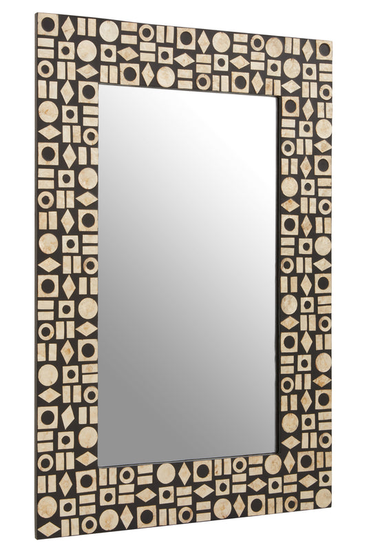 Palu Black Wall Mirror with Shell Inlay