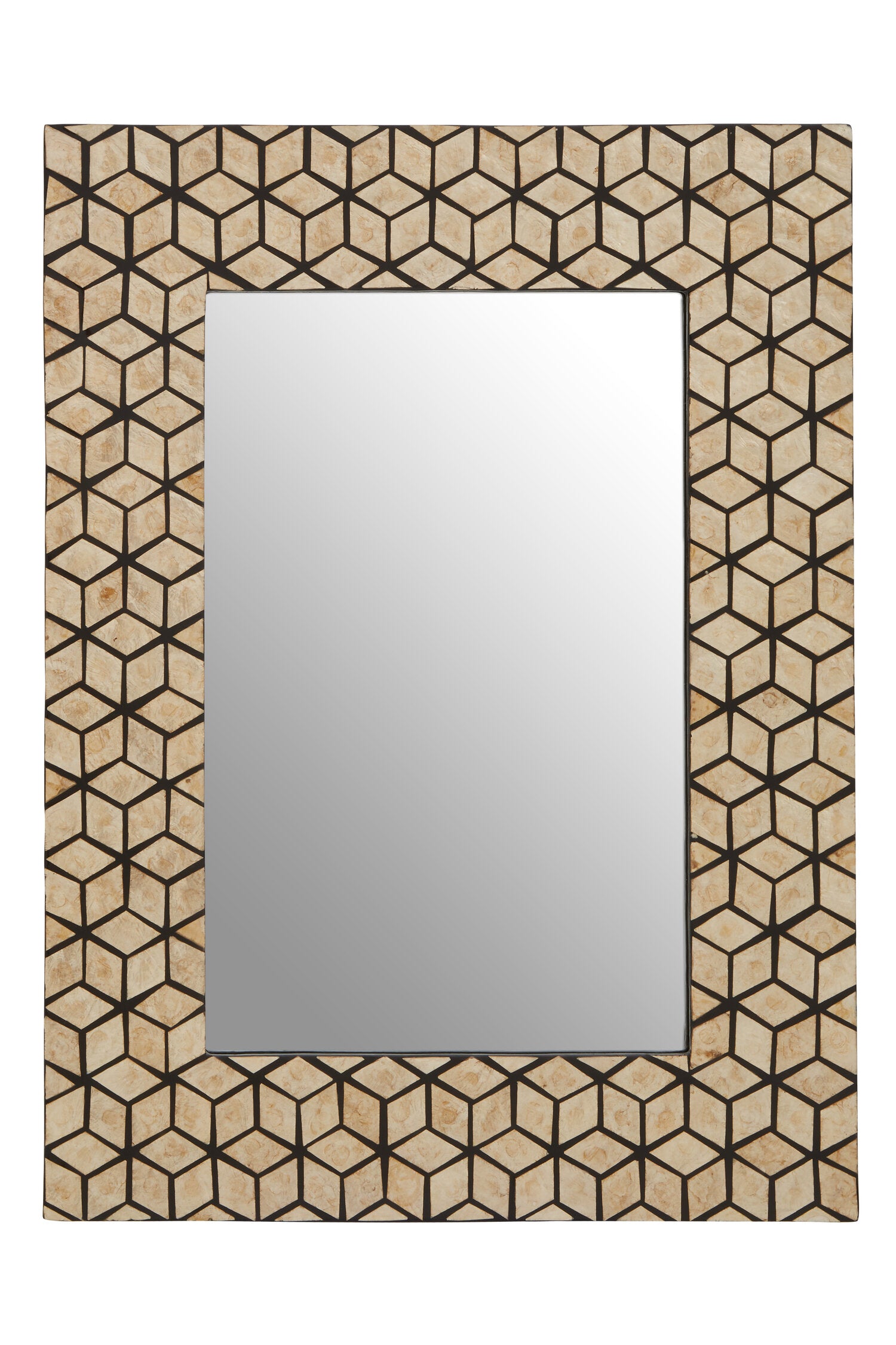Palu Black Wall Mirror with Seashell Inlay