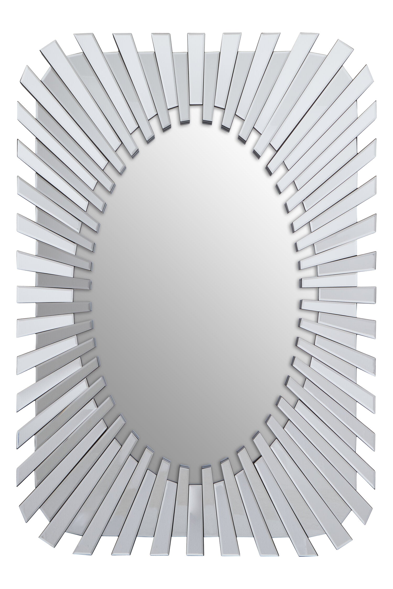 Jade Silver Rectangular Sunburst Wall Mirror