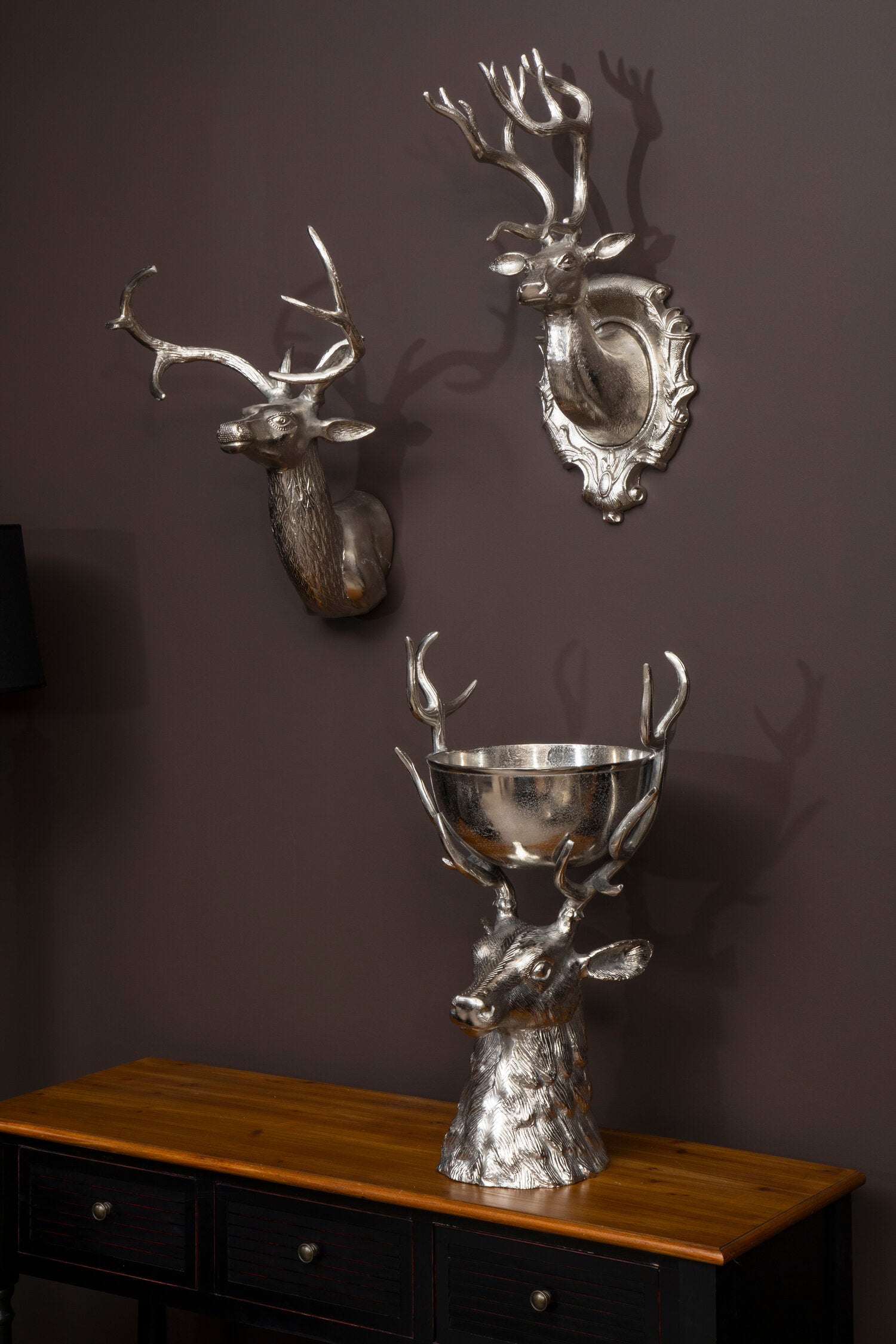 Wall Mounted Stag with Curved Antlers