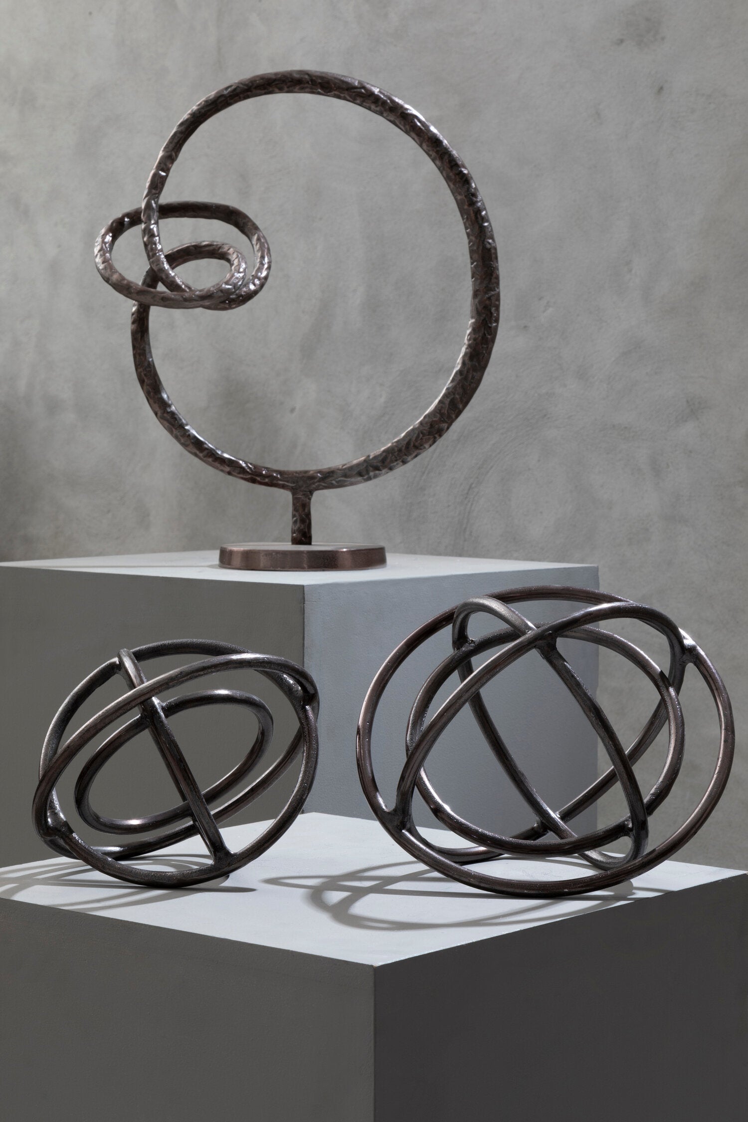 Nexus Round Rough Bronze Sculpture