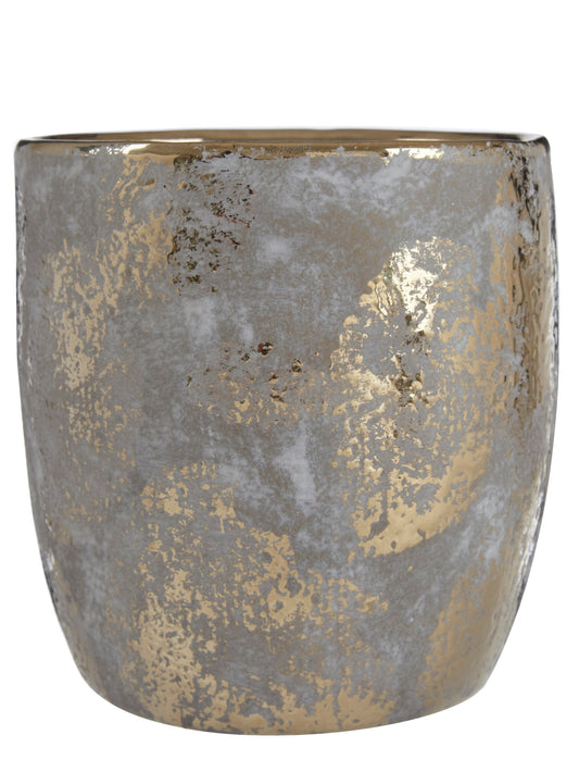 Orvena Large Grey and Gold Ceramic Planter
