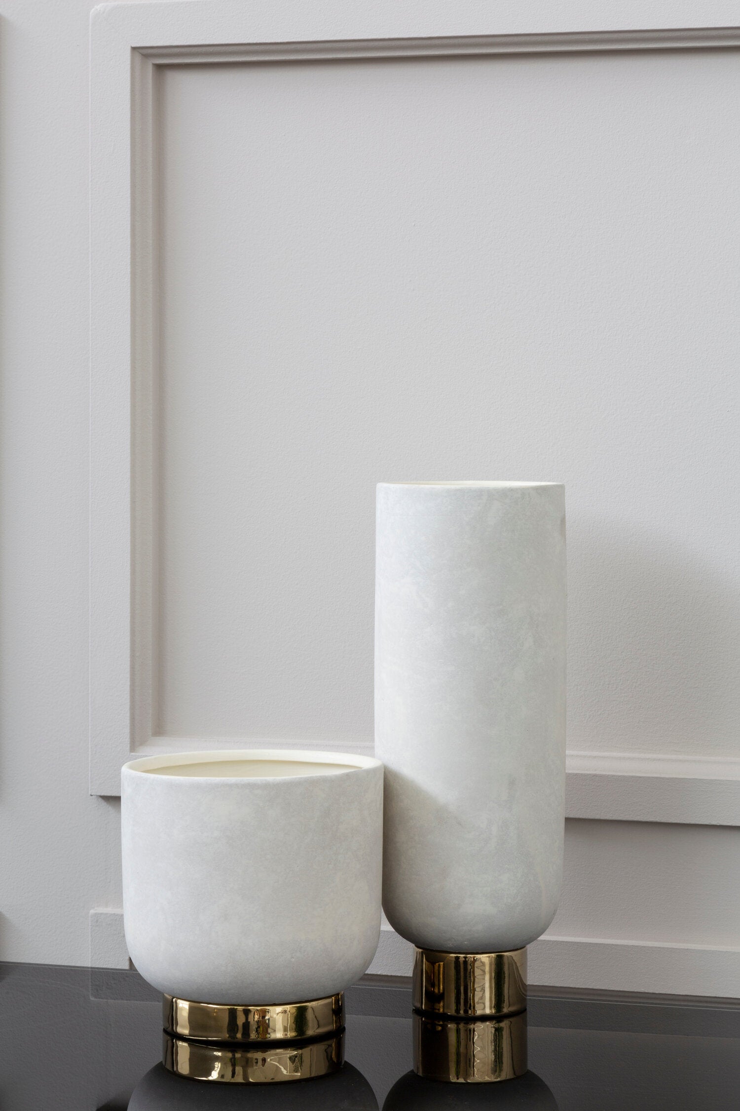 Callie White and Gold Large Ceramic Planter