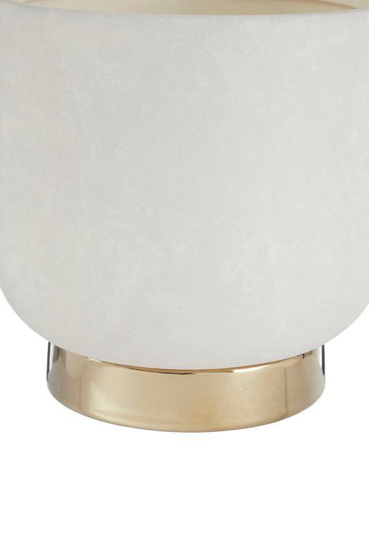 Callie White and Gold Large Ceramic Planter