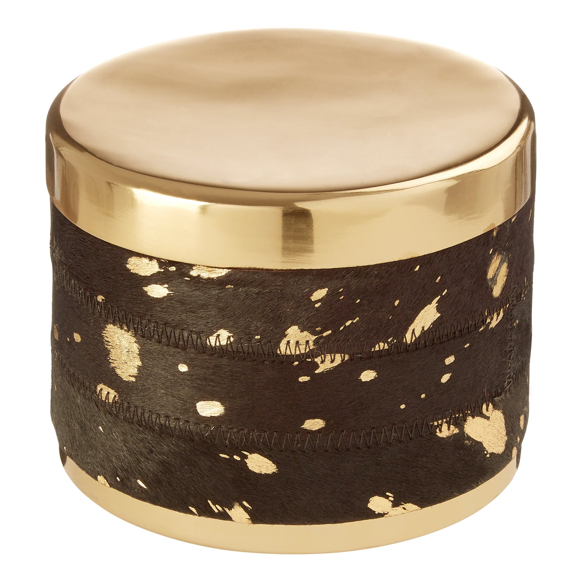 Bowerbird Large Gold And Black Hair on Leather Trinket Box