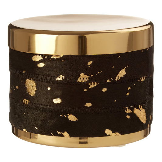 Bowerbird Large Gold And Black Hair on Leather Trinket Box