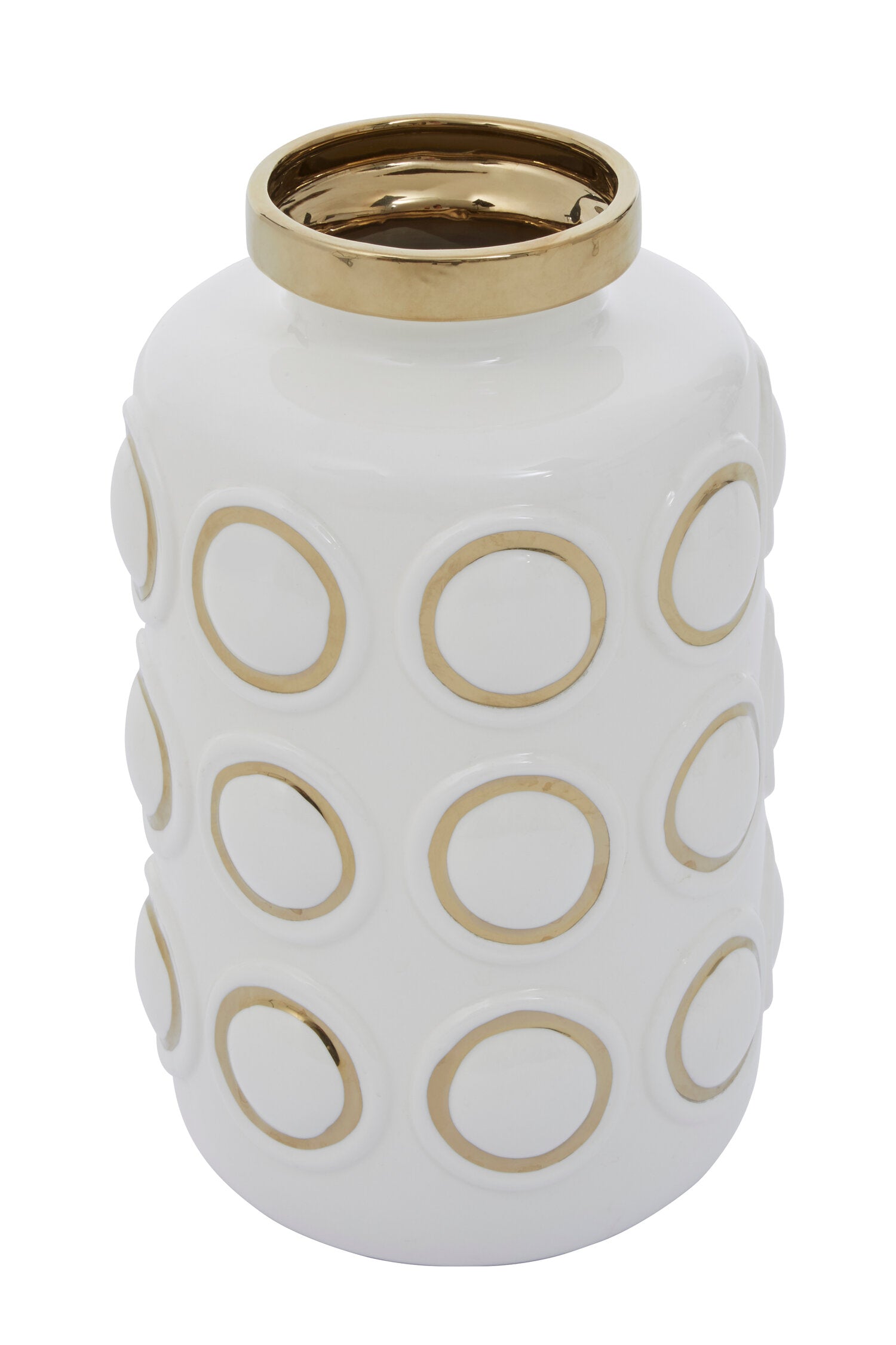 Curva Large White and Gold Ceramic Vase