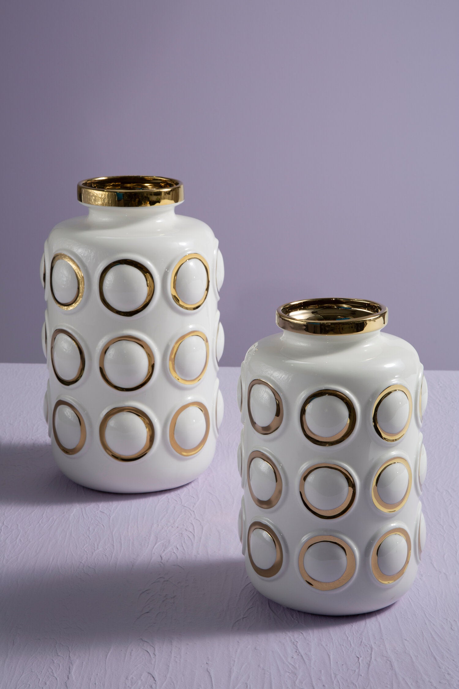 Curva Large White and Gold Ceramic Vase