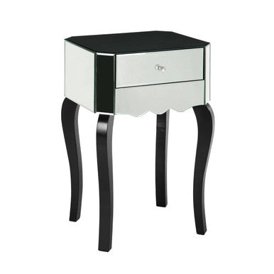 2 Drawer Mirrored Glass Side Top Bedside Table with MDF Base | Orchid
