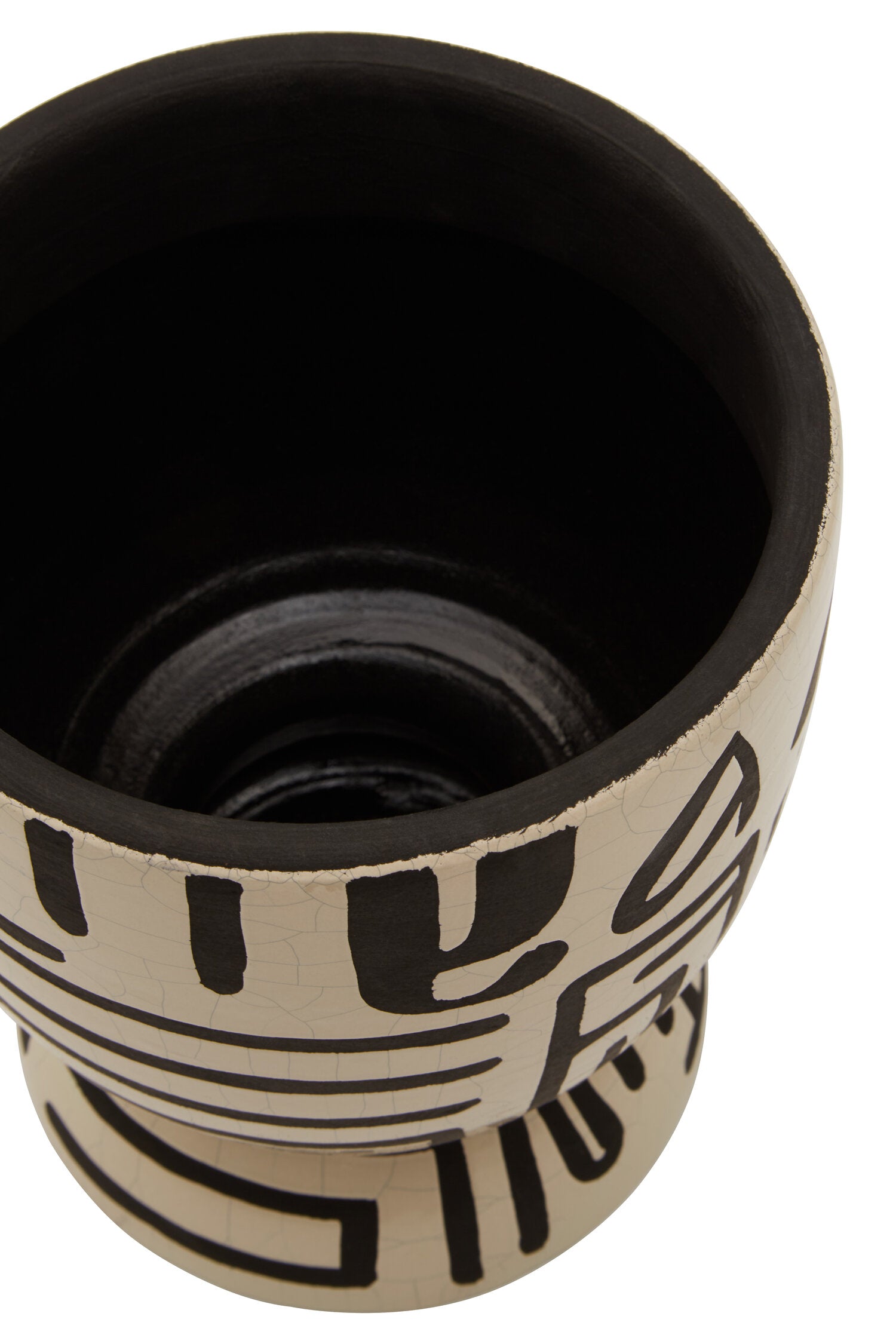 Barren Earthenware White And Black Hand Painted  Planter