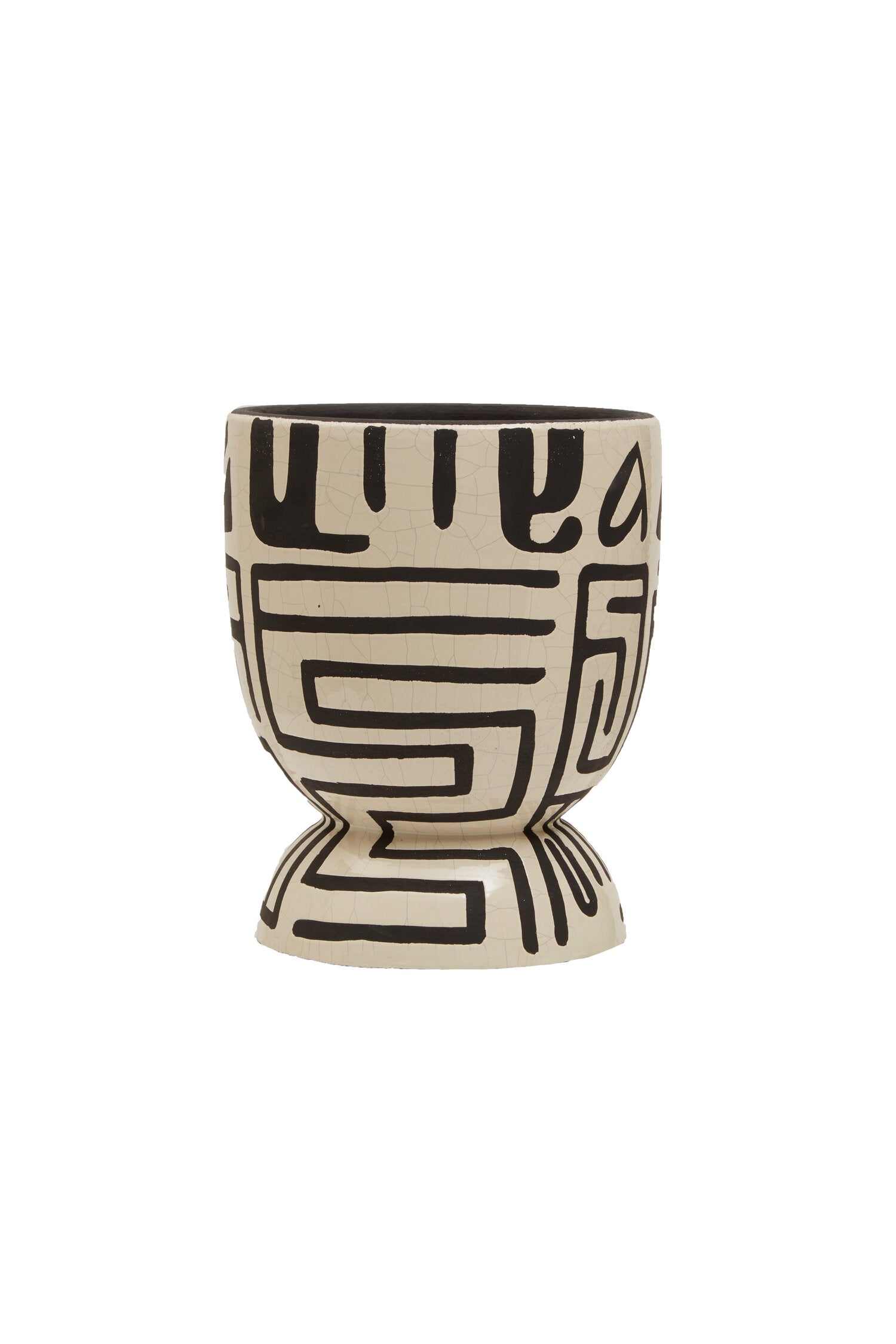 Barren Earthenware White And Black Hand Painted  Planter