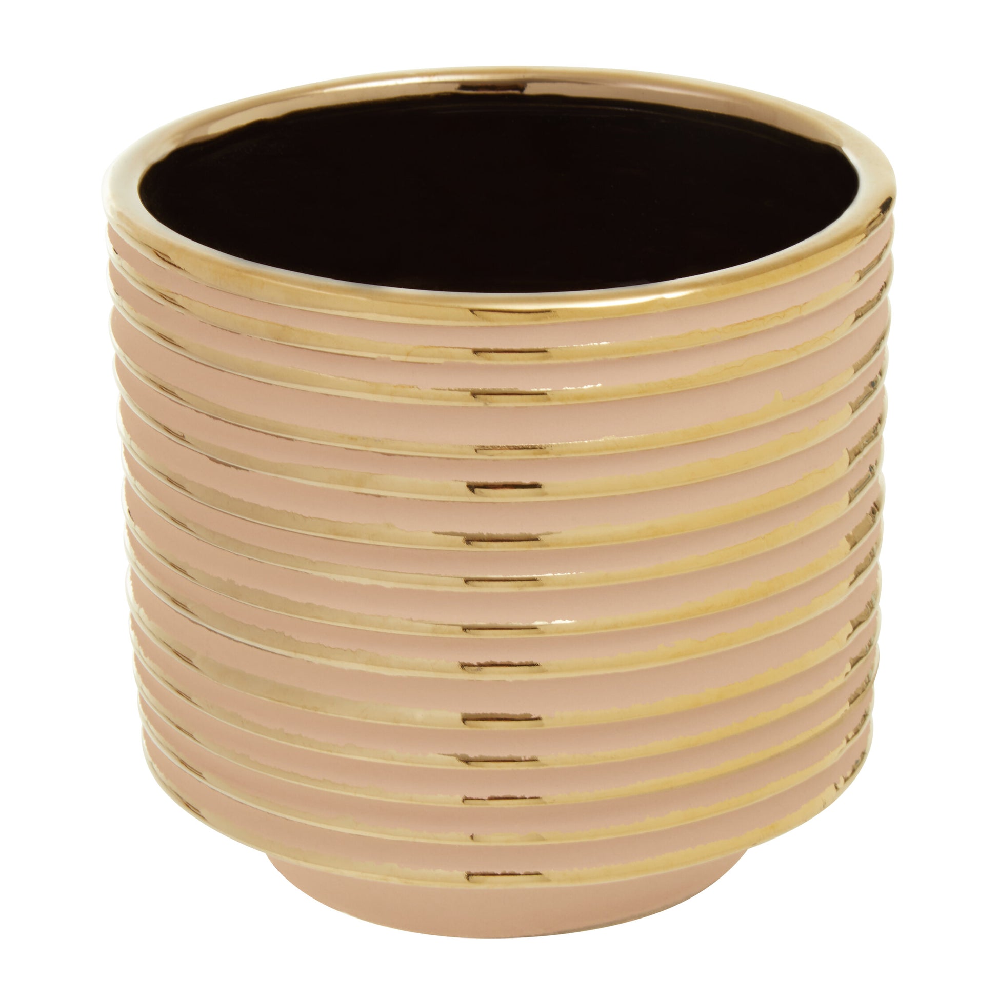 Haldis Blush Pink and Gold Large Ceramic Planter