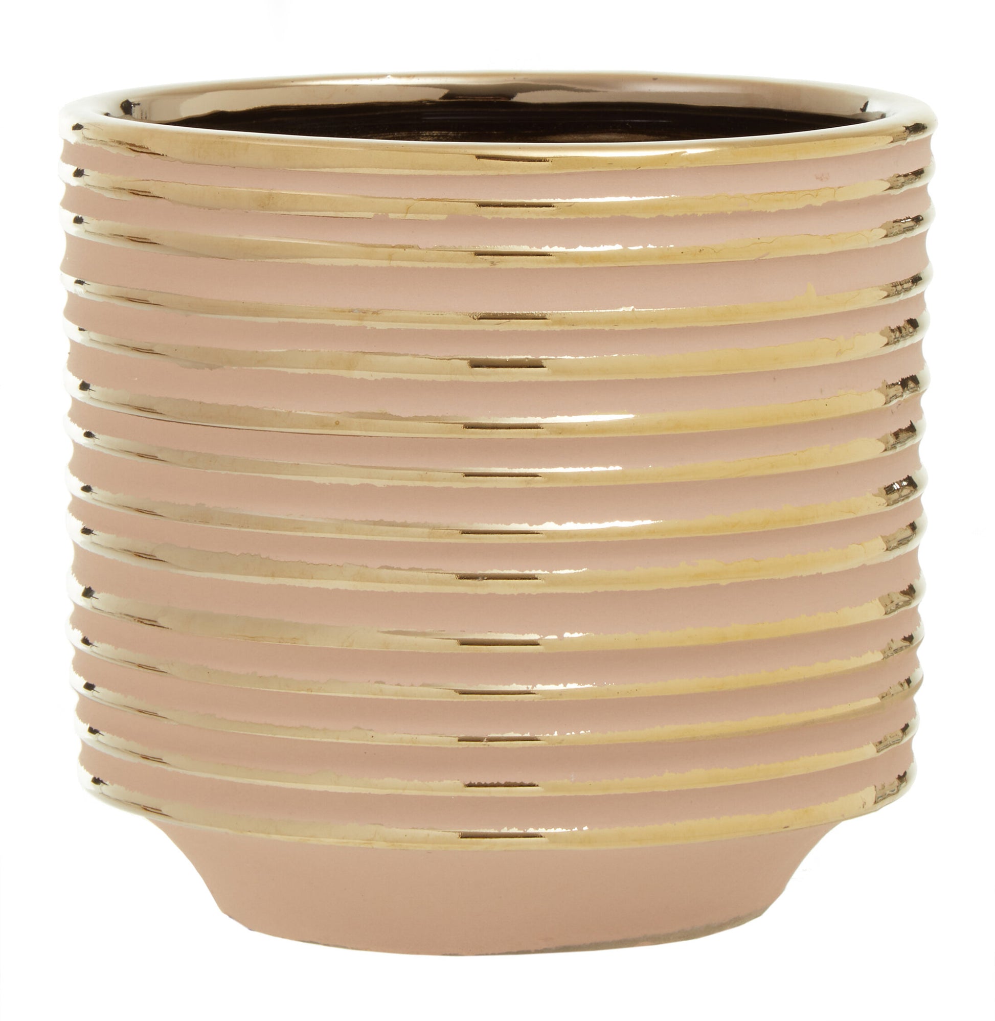 Haldis Blush Pink and Gold Large Ceramic Planter