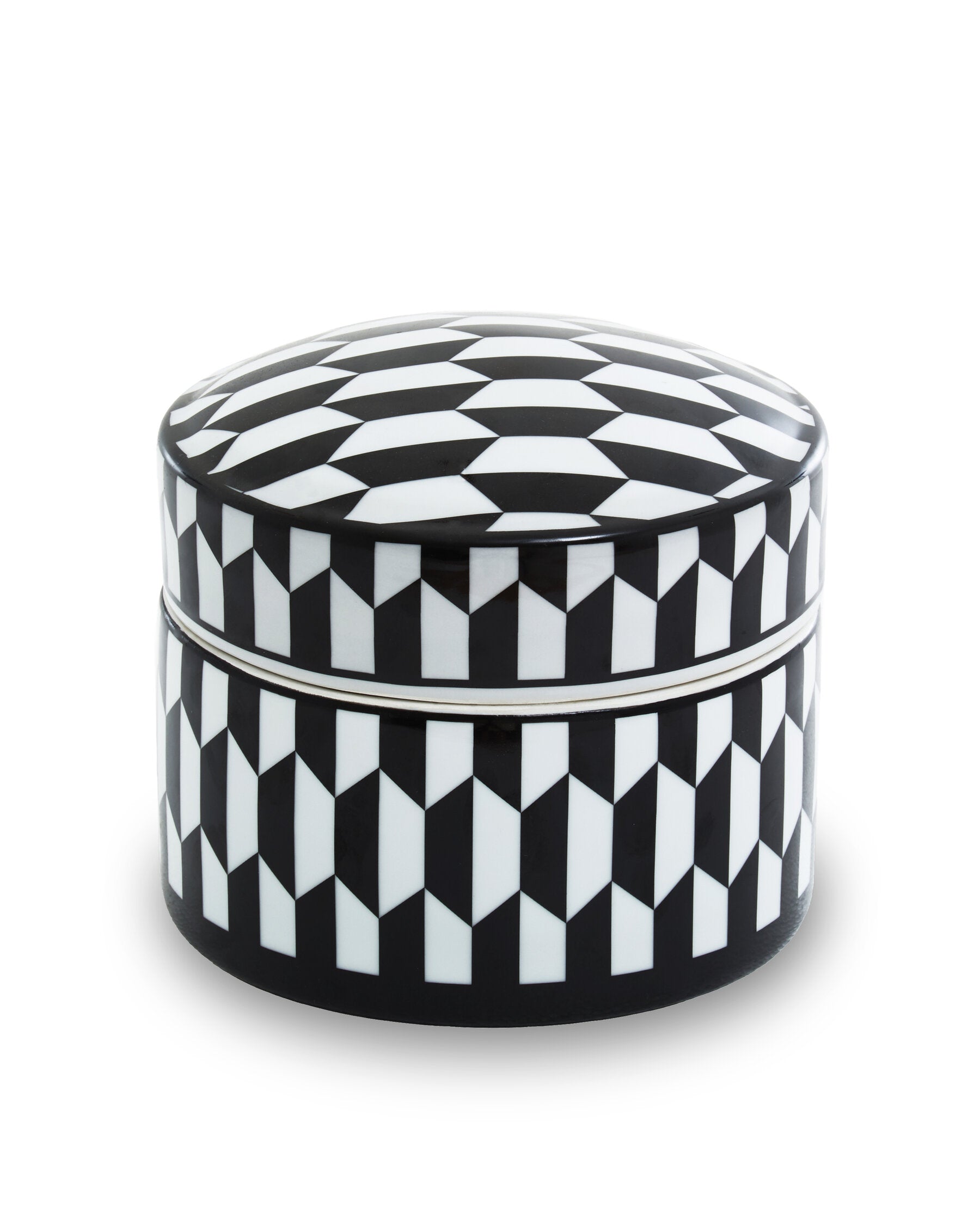 Marlo Large Black and White Geometric Print Ceramic Trinket Box