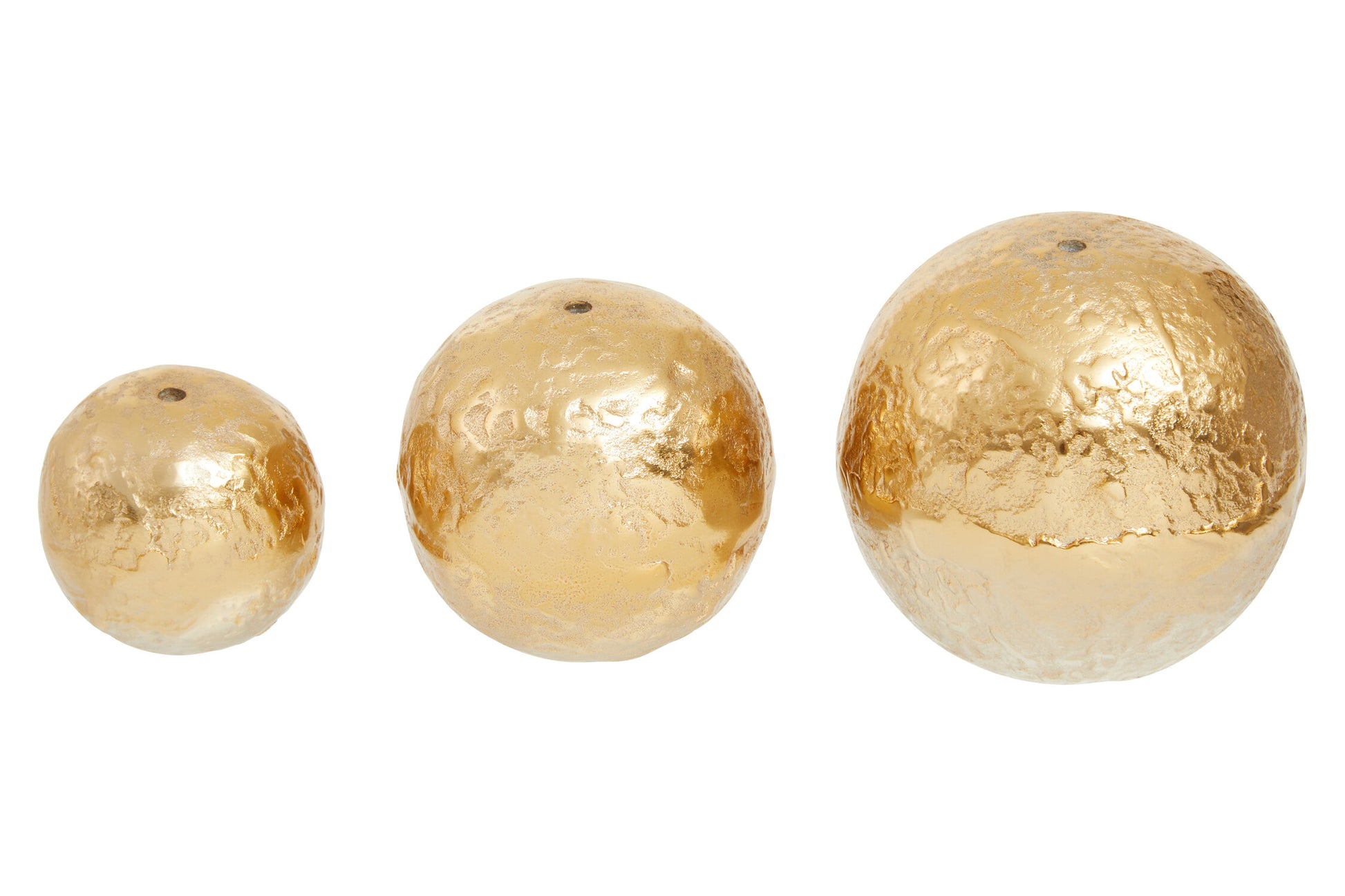 Dion Set of Three Ombre Silver and Gold Finish Deco Balls
