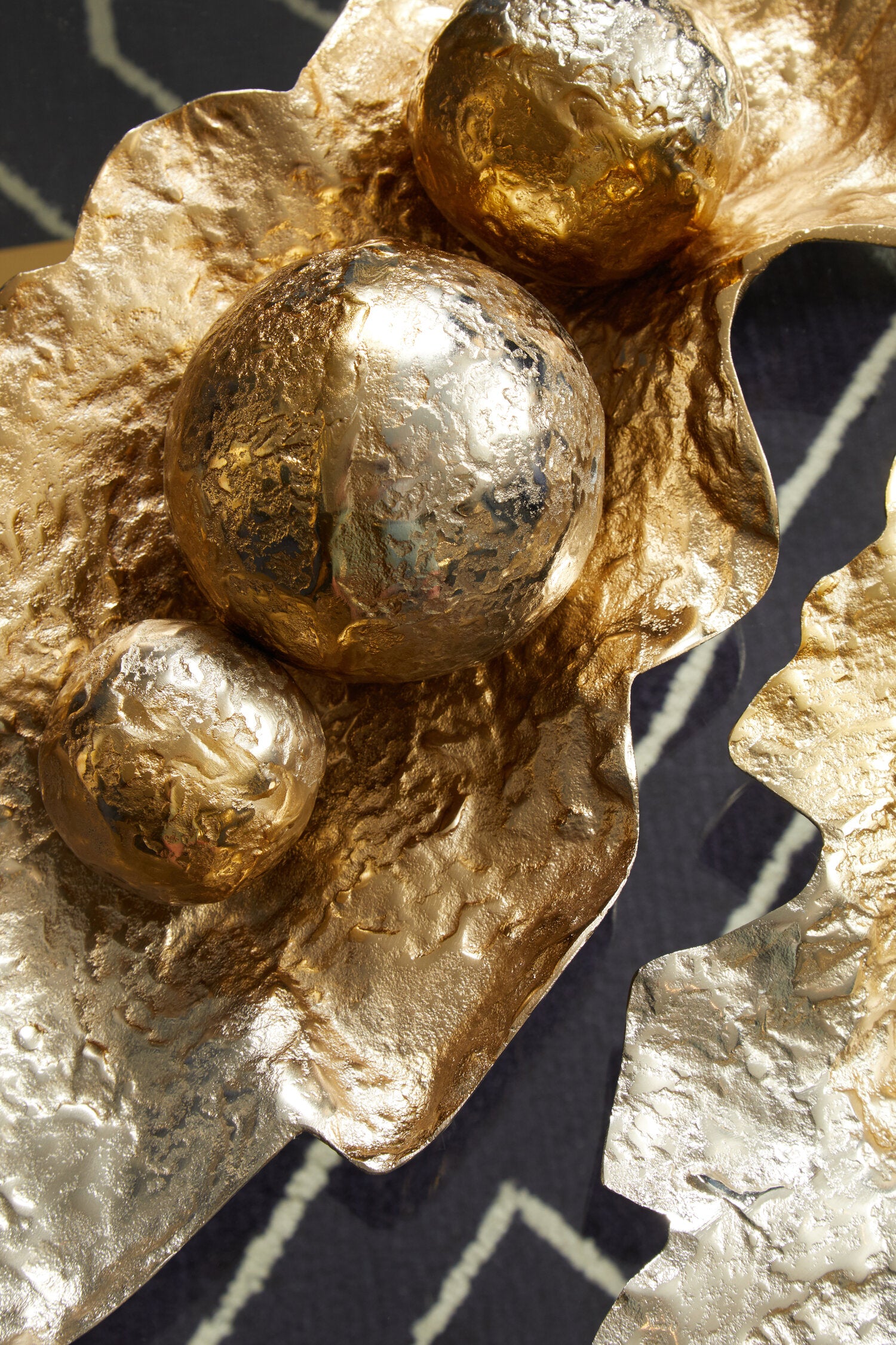 Dion Set of Three Ombre Silver and Gold Finish Deco Balls