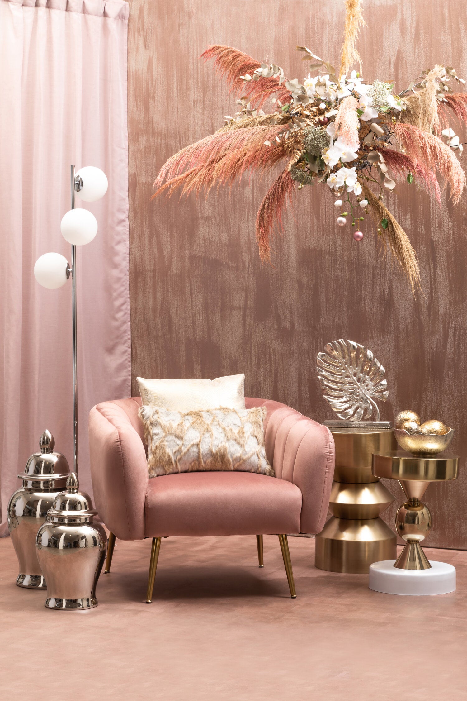 Dion Set of Three Ombre Silver and Gold Finish Deco Balls