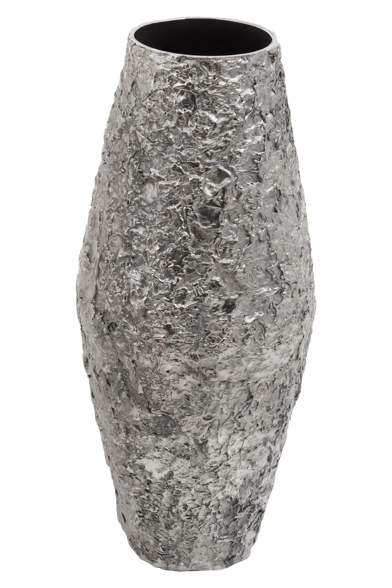 Akola Large Silver Textured Metal Vase
