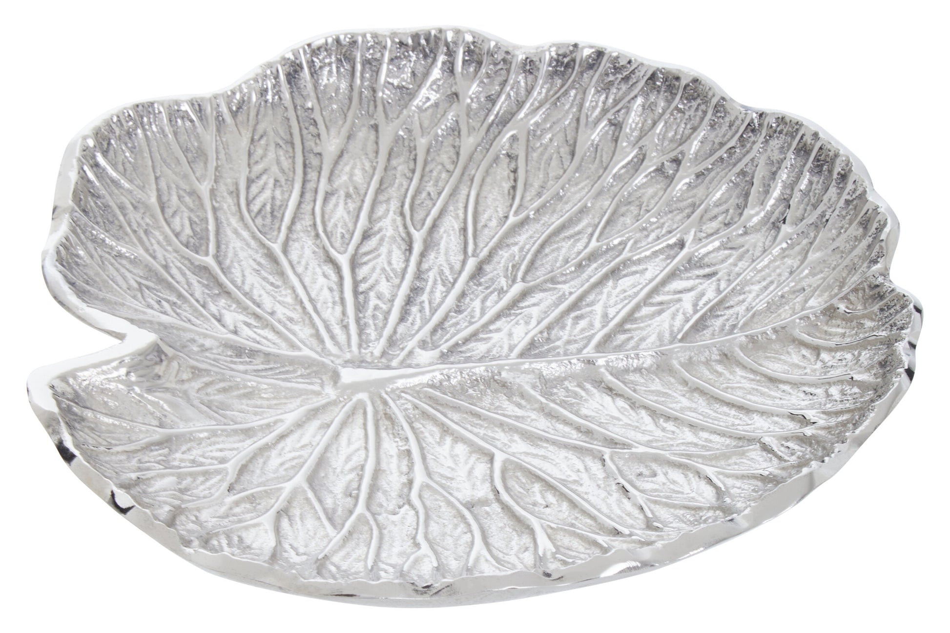 Salma Small Silver Finish Lotus Leaf Plate.