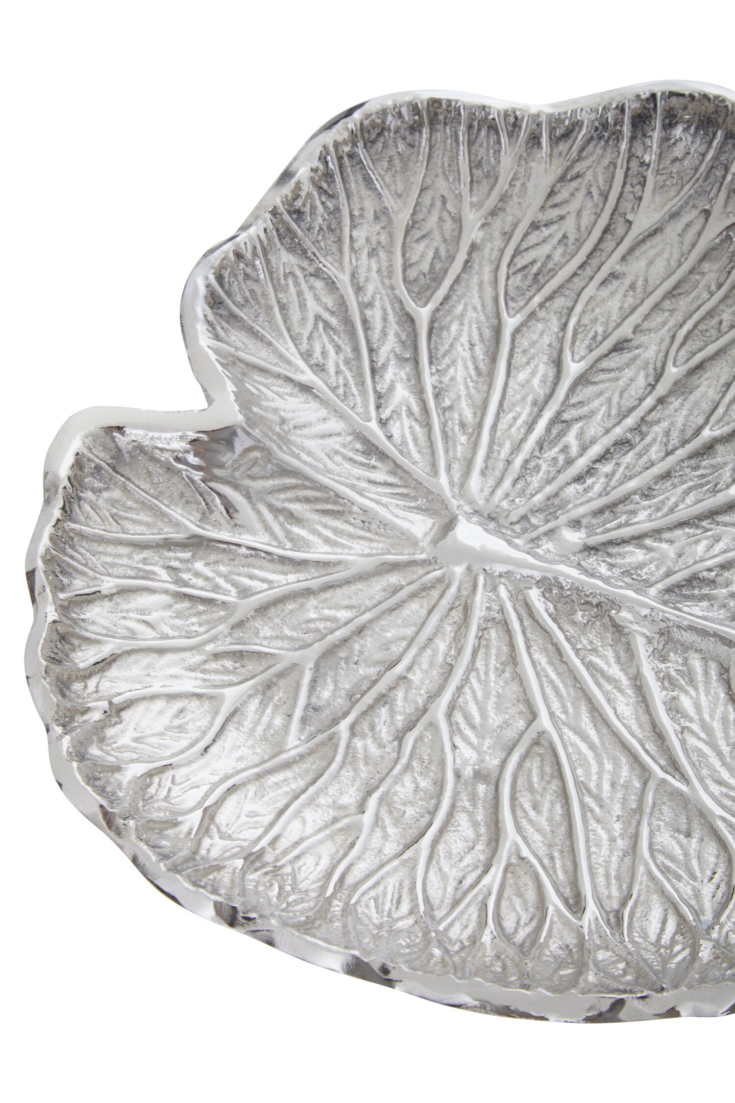 Salma Small Silver Finish Lotus Leaf Plate.
